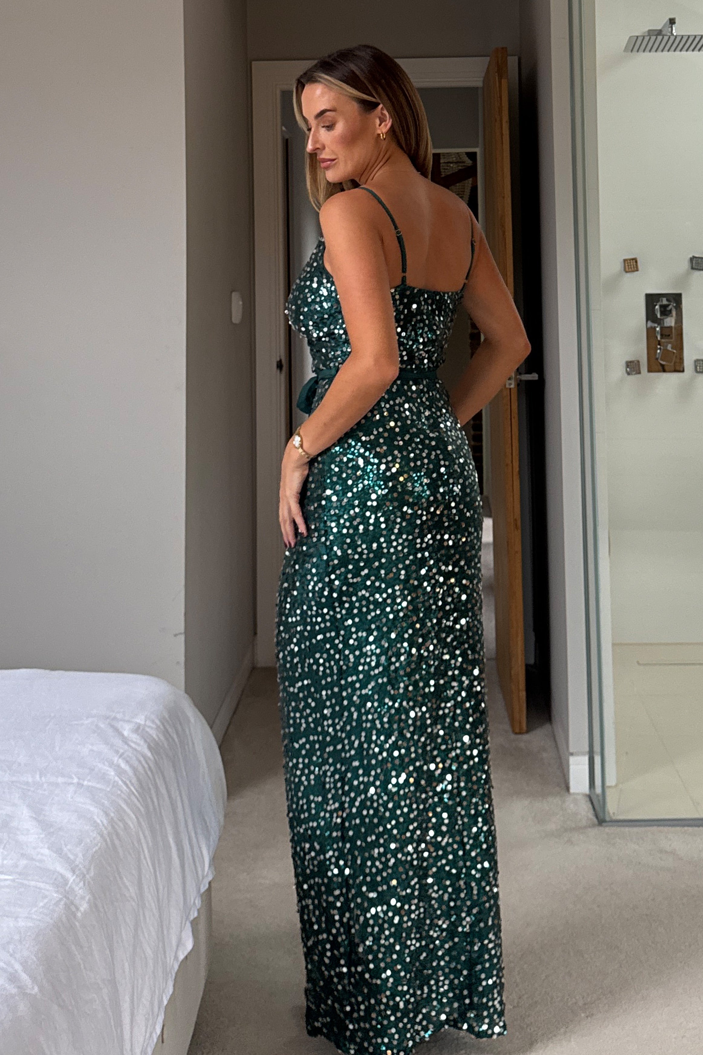 Mia Jade Green Wrap Maxi Dress