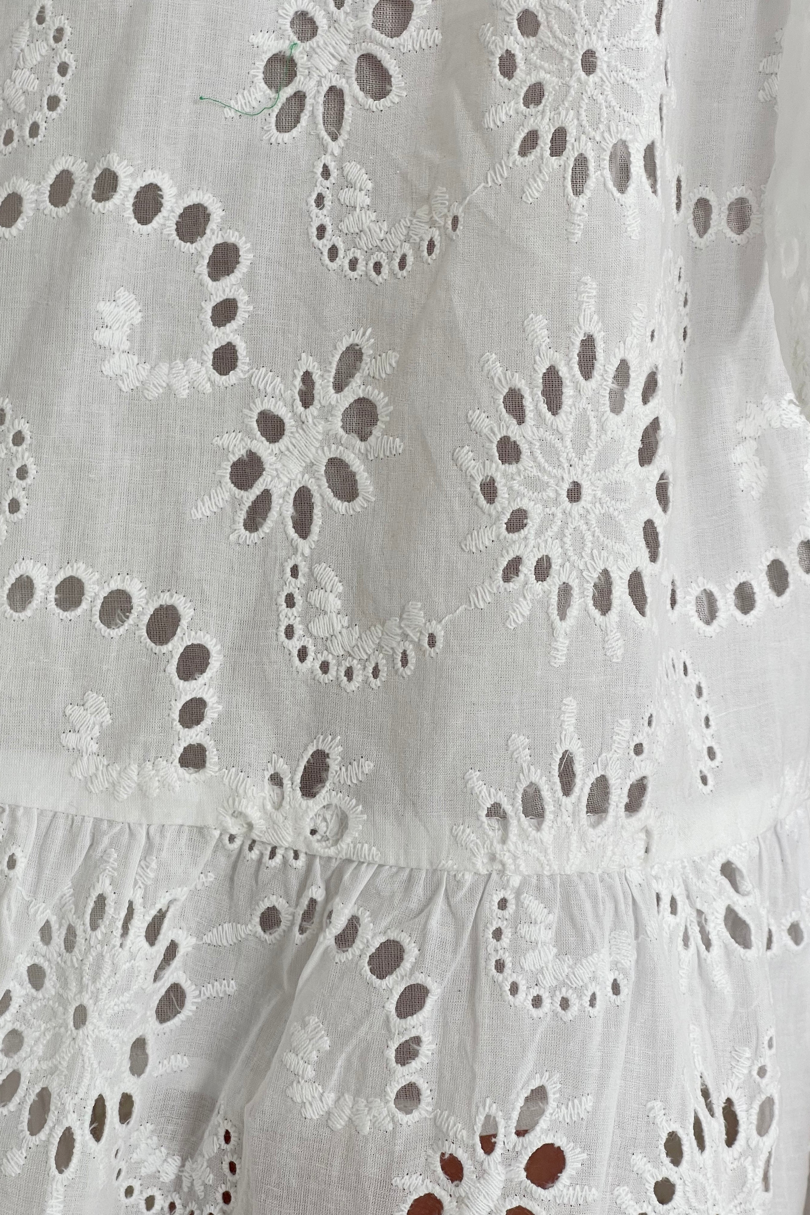 Michelle Broidery Shirt Maxi Dress White