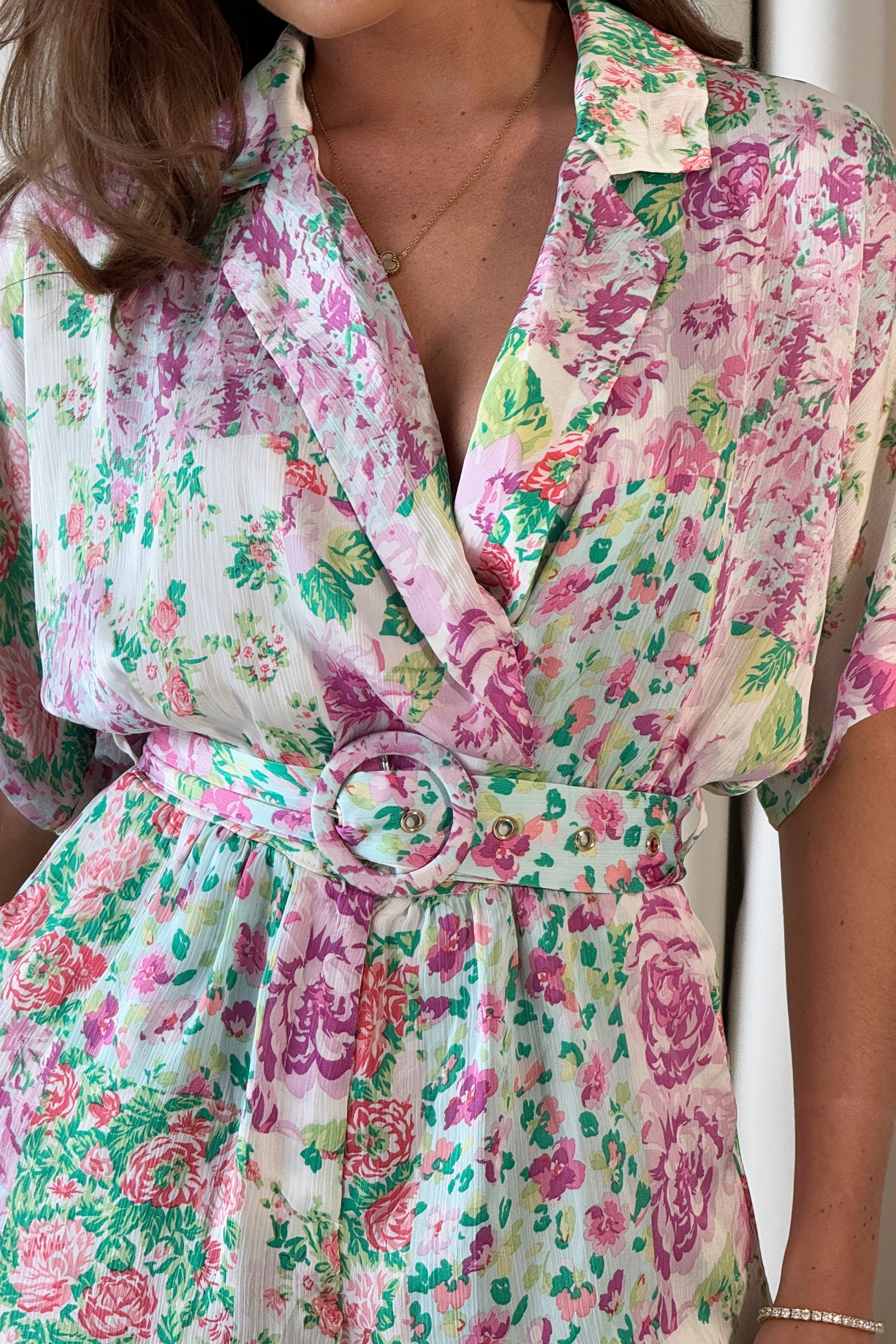 Fame Buckle Playsuit Pink