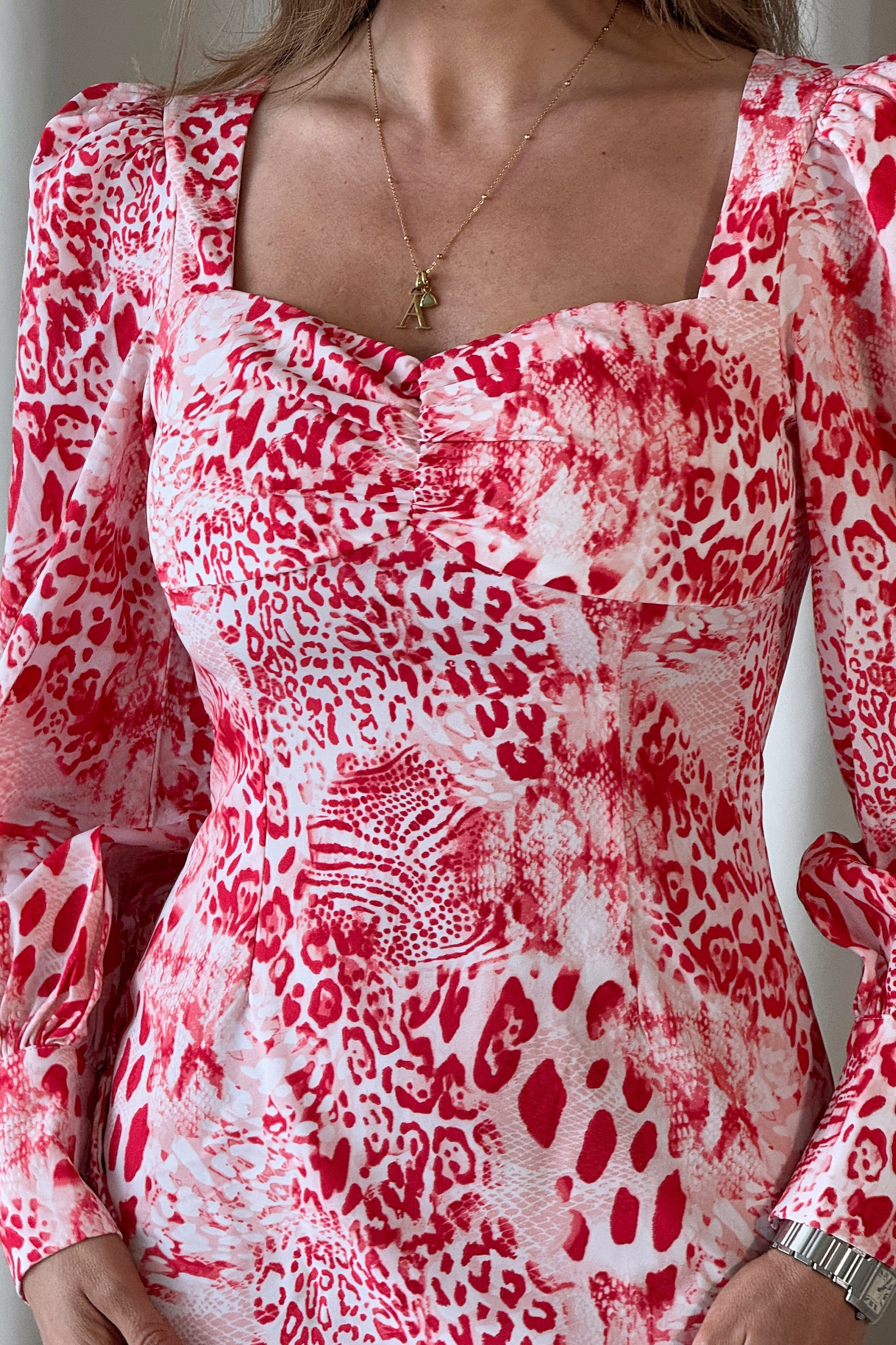 Loraine Long Sleeves Mini Dress Red