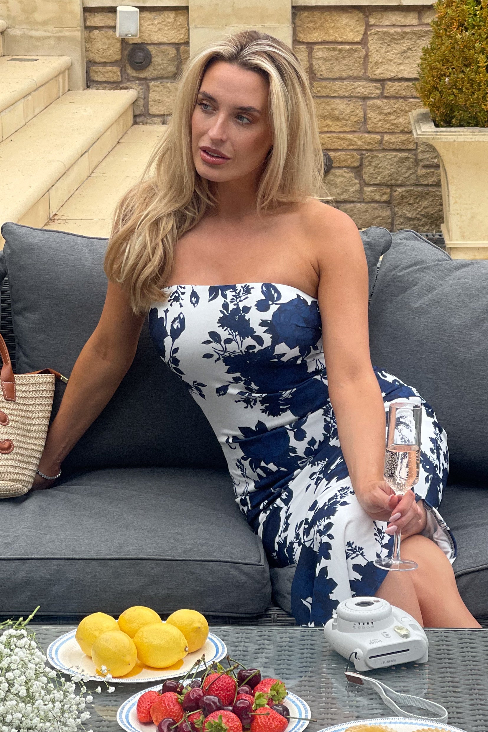 Cody Navy Floral Bandeau Dress