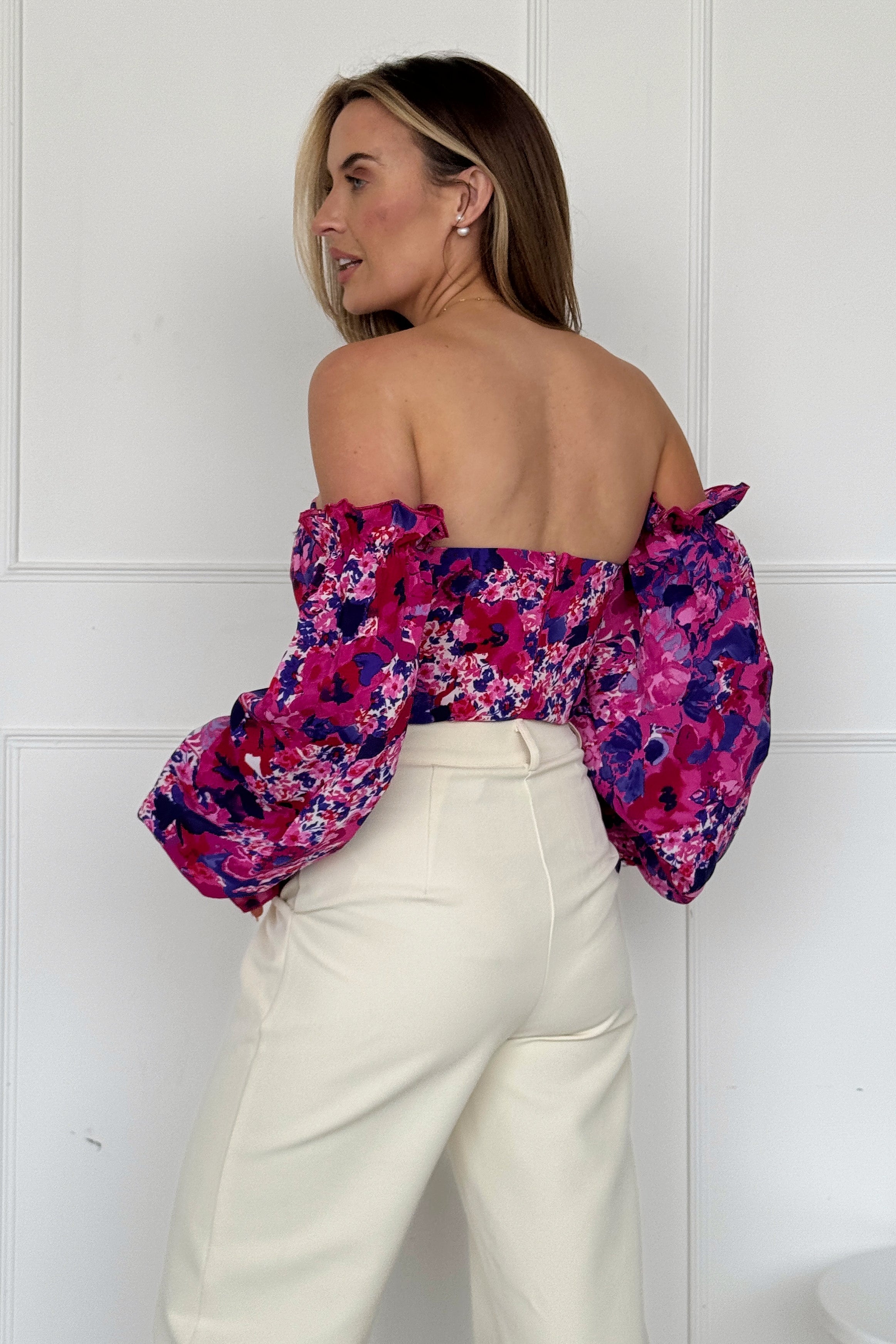 Jayden Off the Shoulder Pink Floral Bodysuit