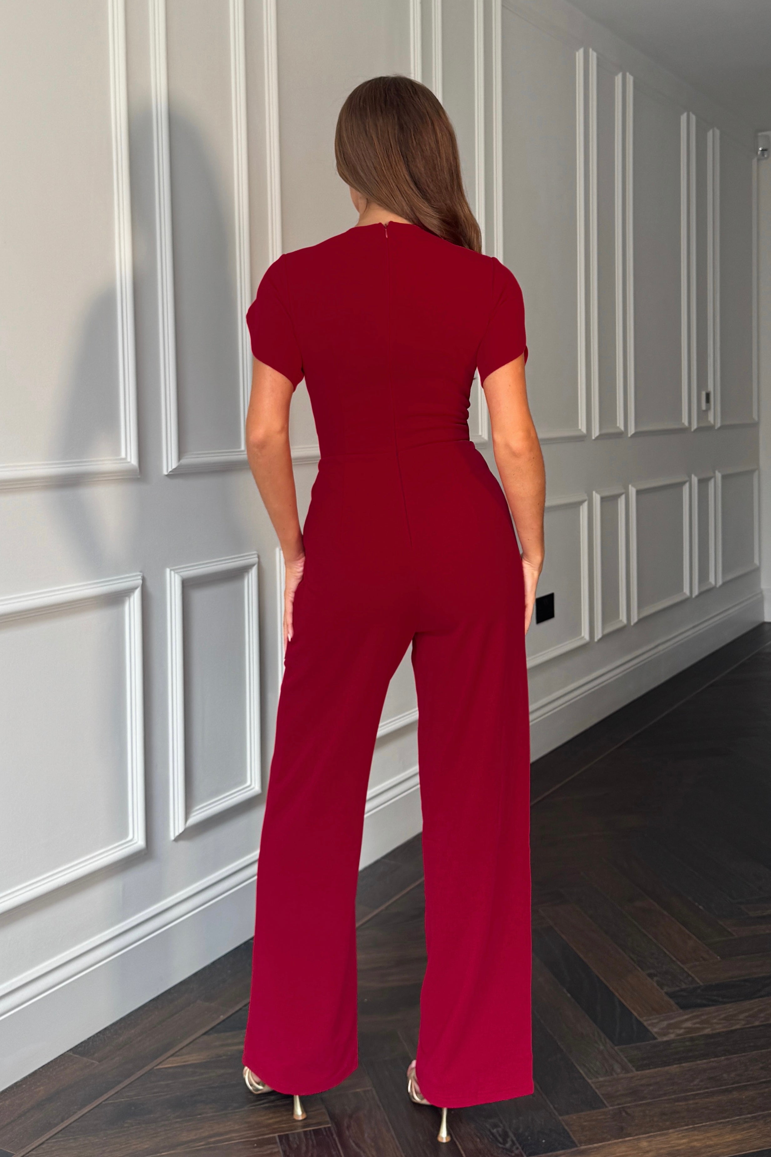 Bridget Twist Font Split Arm Jumpsuit Wine