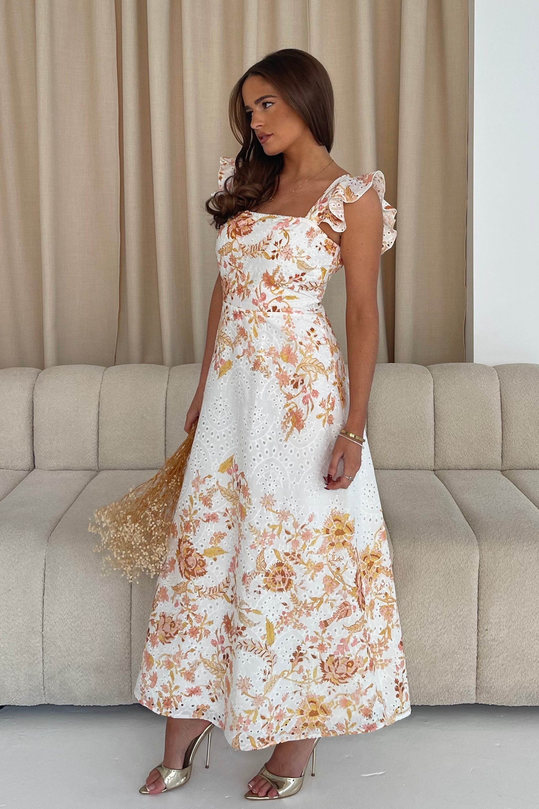Orla Broderie Anglaise Floral Border Maxi Dress
