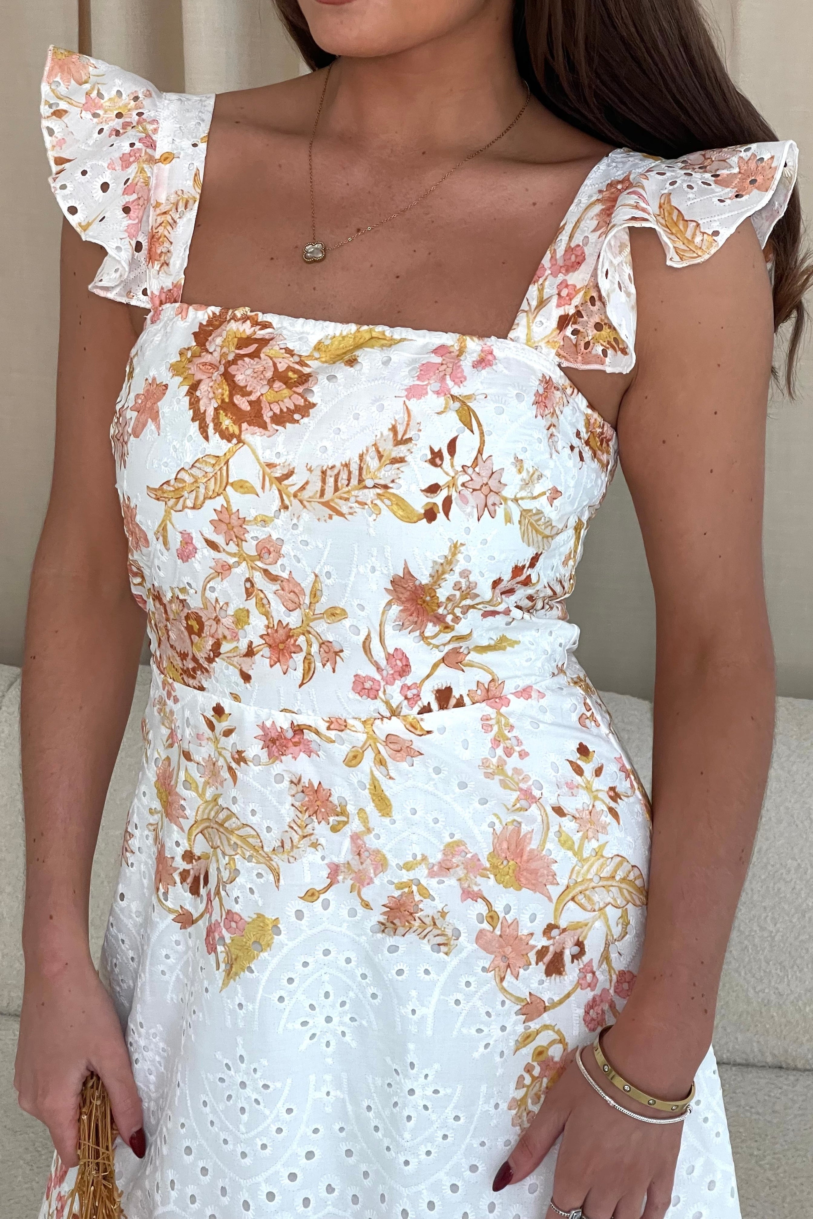 Orla Broderie Anglaise Floral Border Maxi Dress