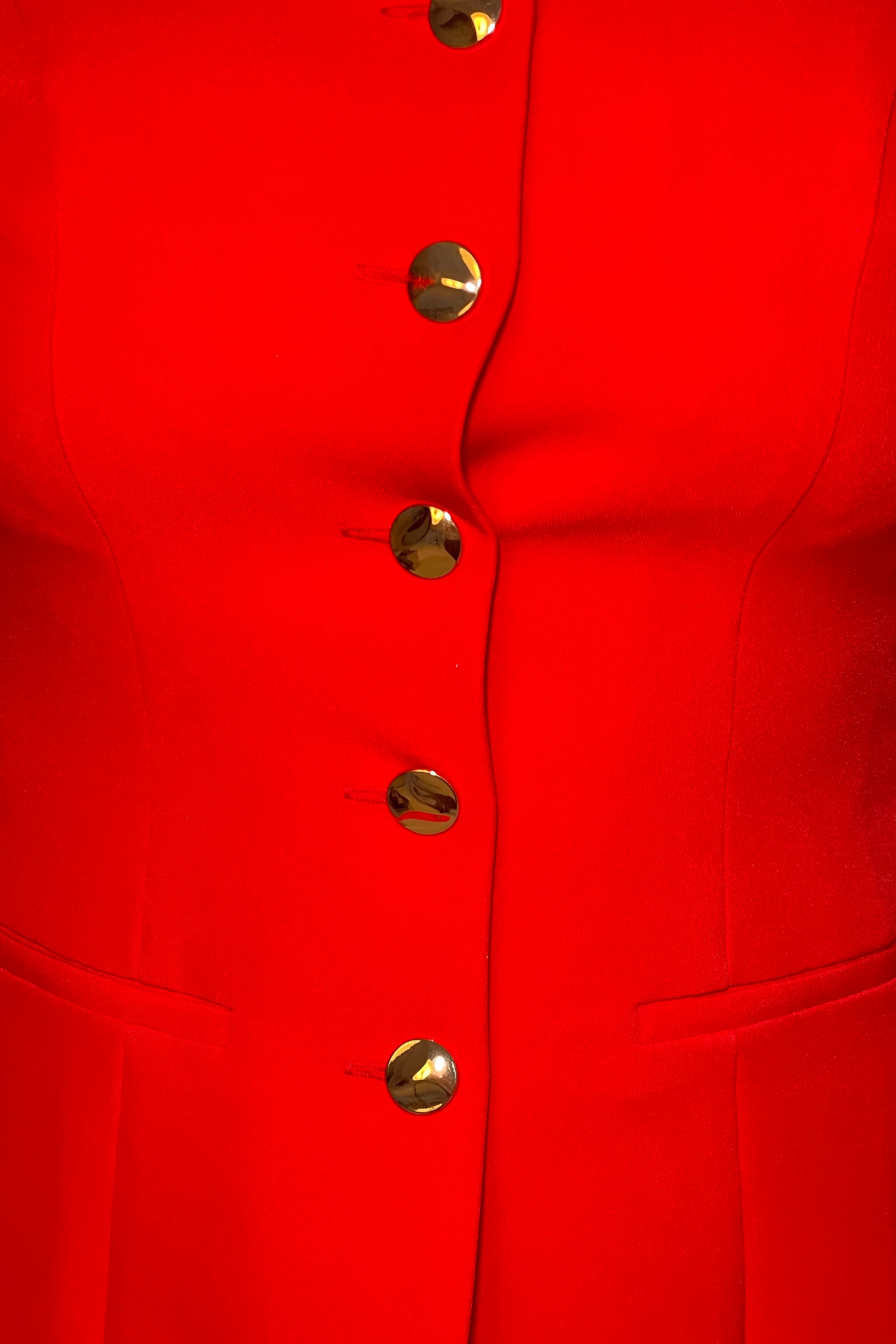 Jamie Square Neckline Waistcoat Red