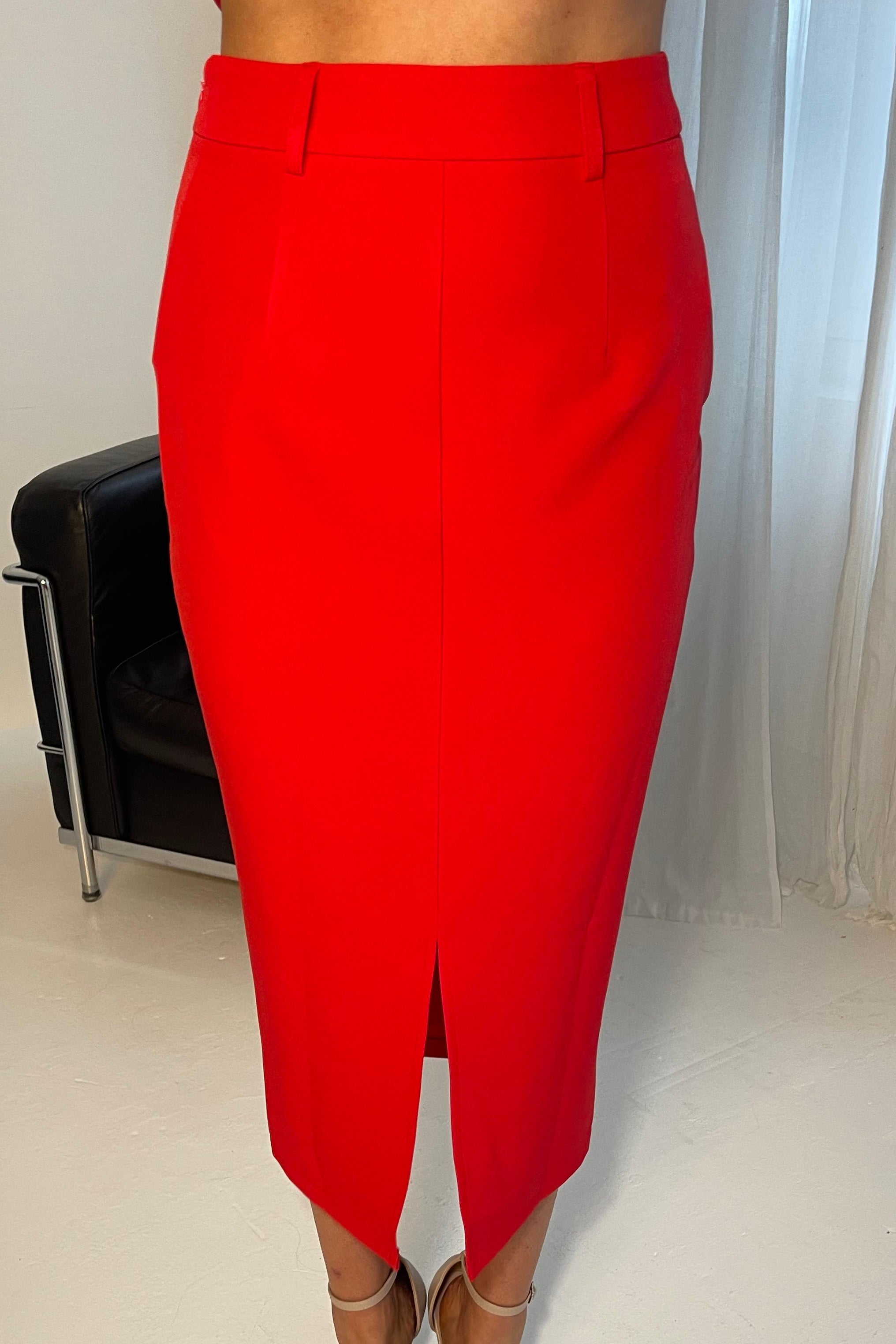 Vicky Reversible Tailored Midi Skirt Red