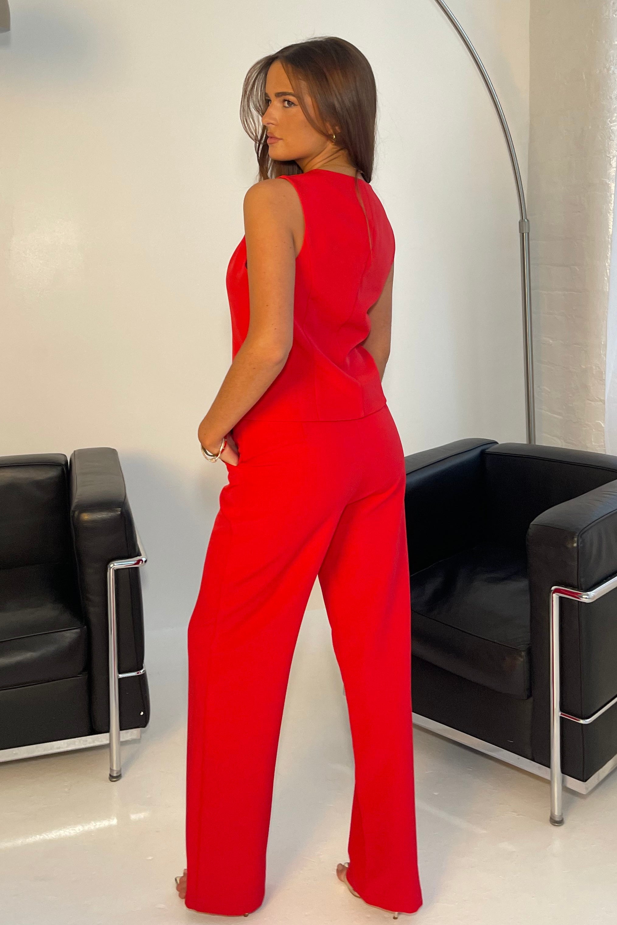 Jo Pleat Detail Tailored Trouser Red