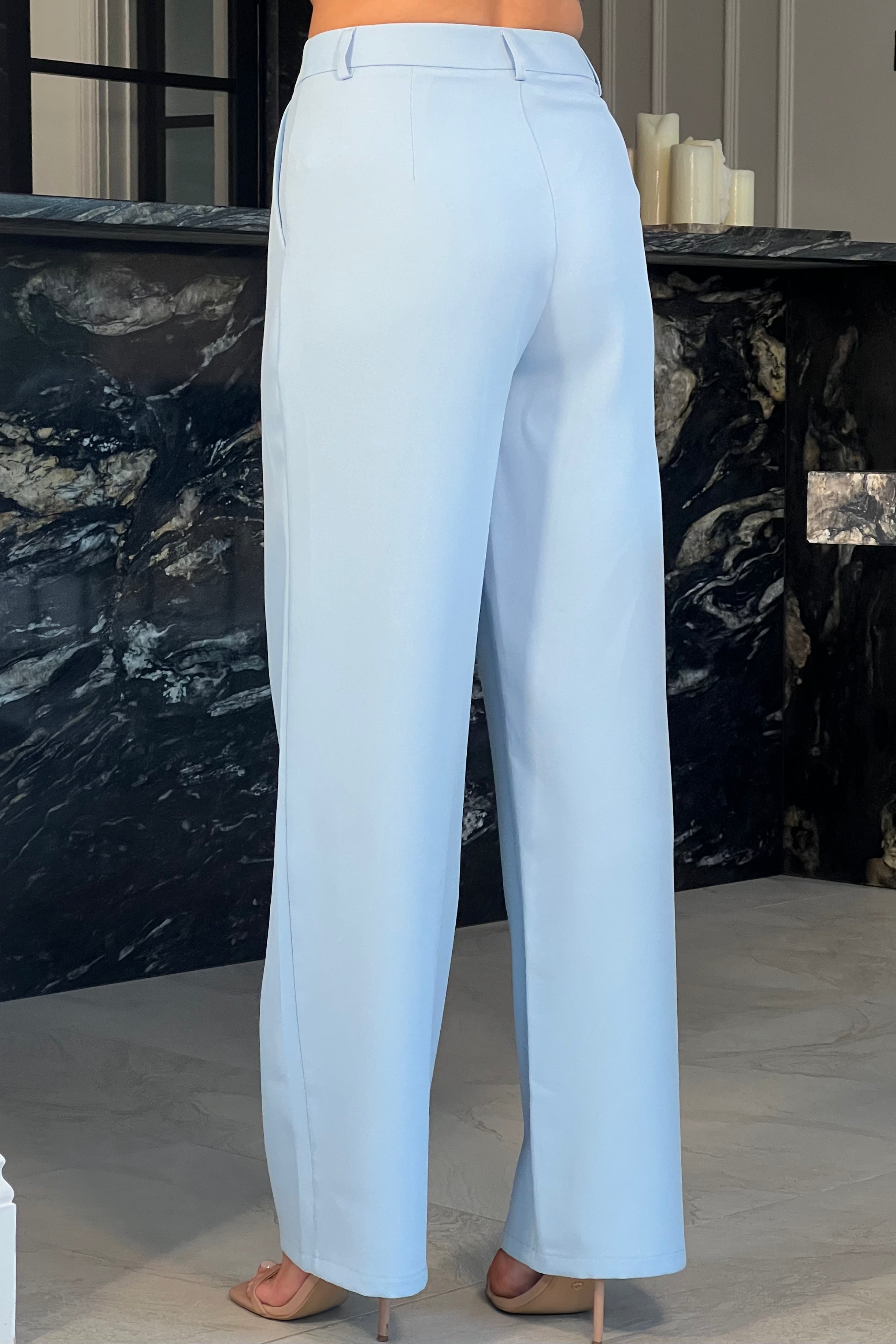 Jo Pleat Detail Tailored Trouser Sky Blue