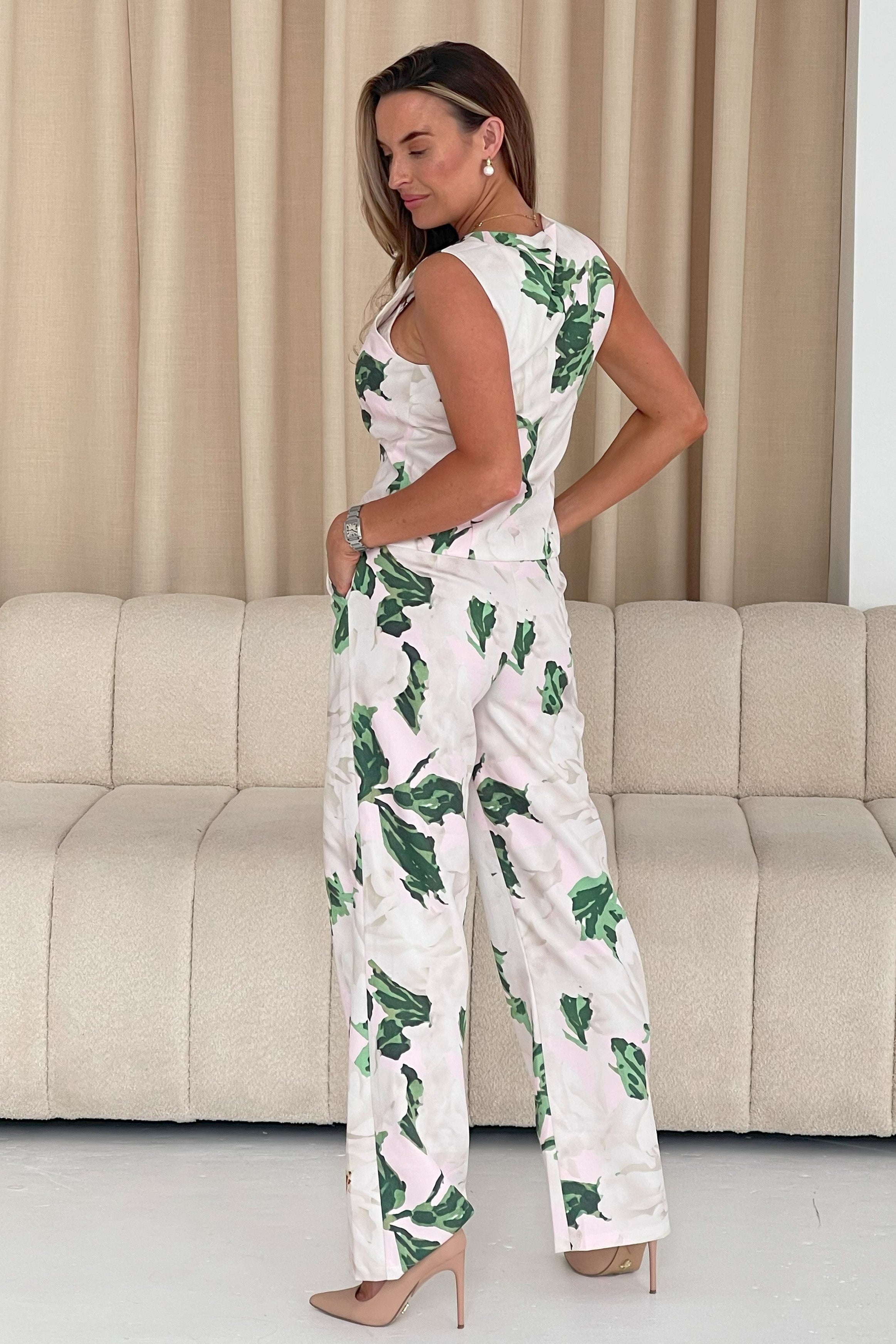 Bobbi Tailored Waistcoat Ivory Floral