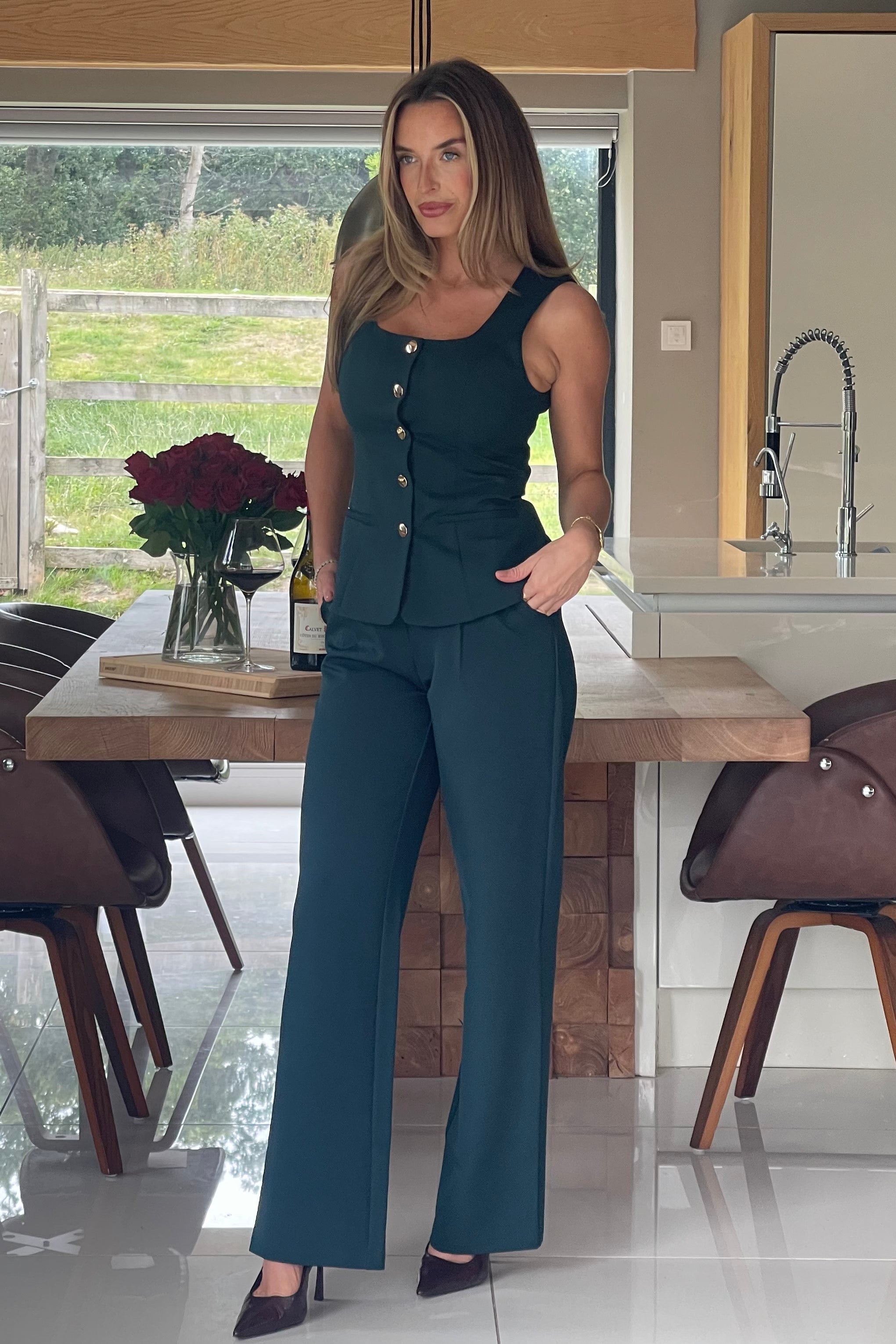 Jamie Tailored Waistcoat Emerald Green