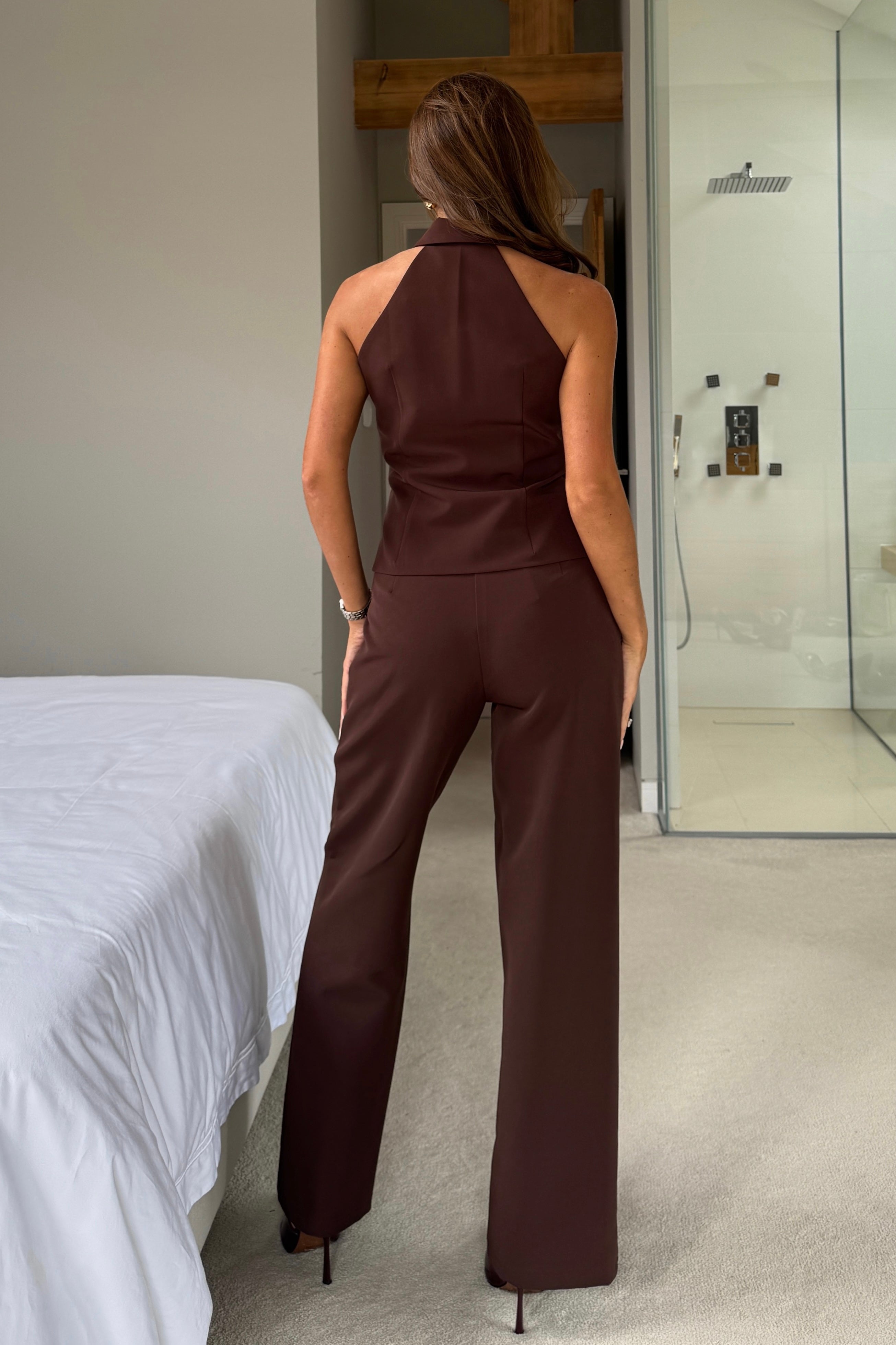 Jo Pleat Detail Tailored Trouser Brown