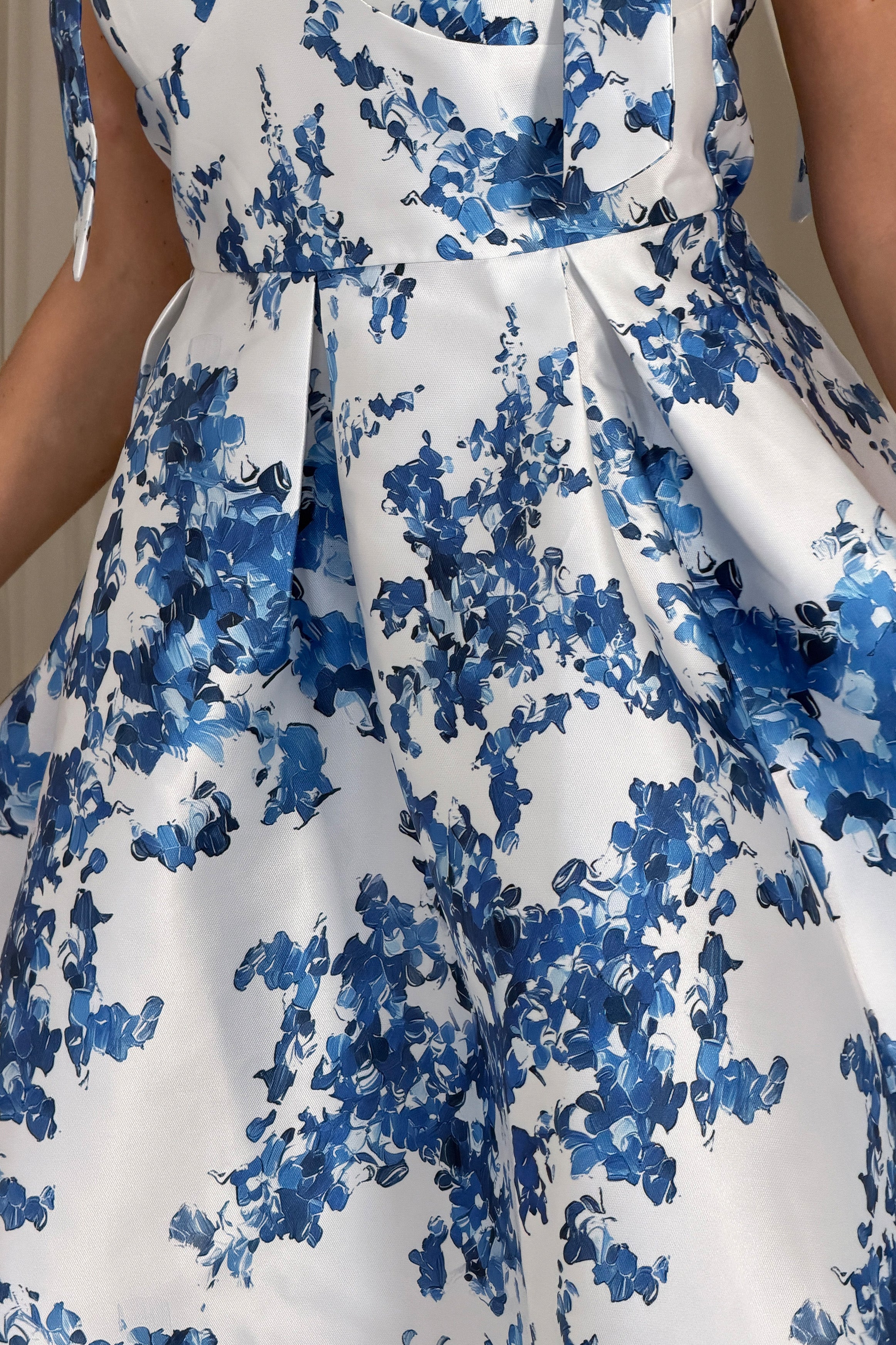 Terry Bow Detail Skater Mini Blue Floral