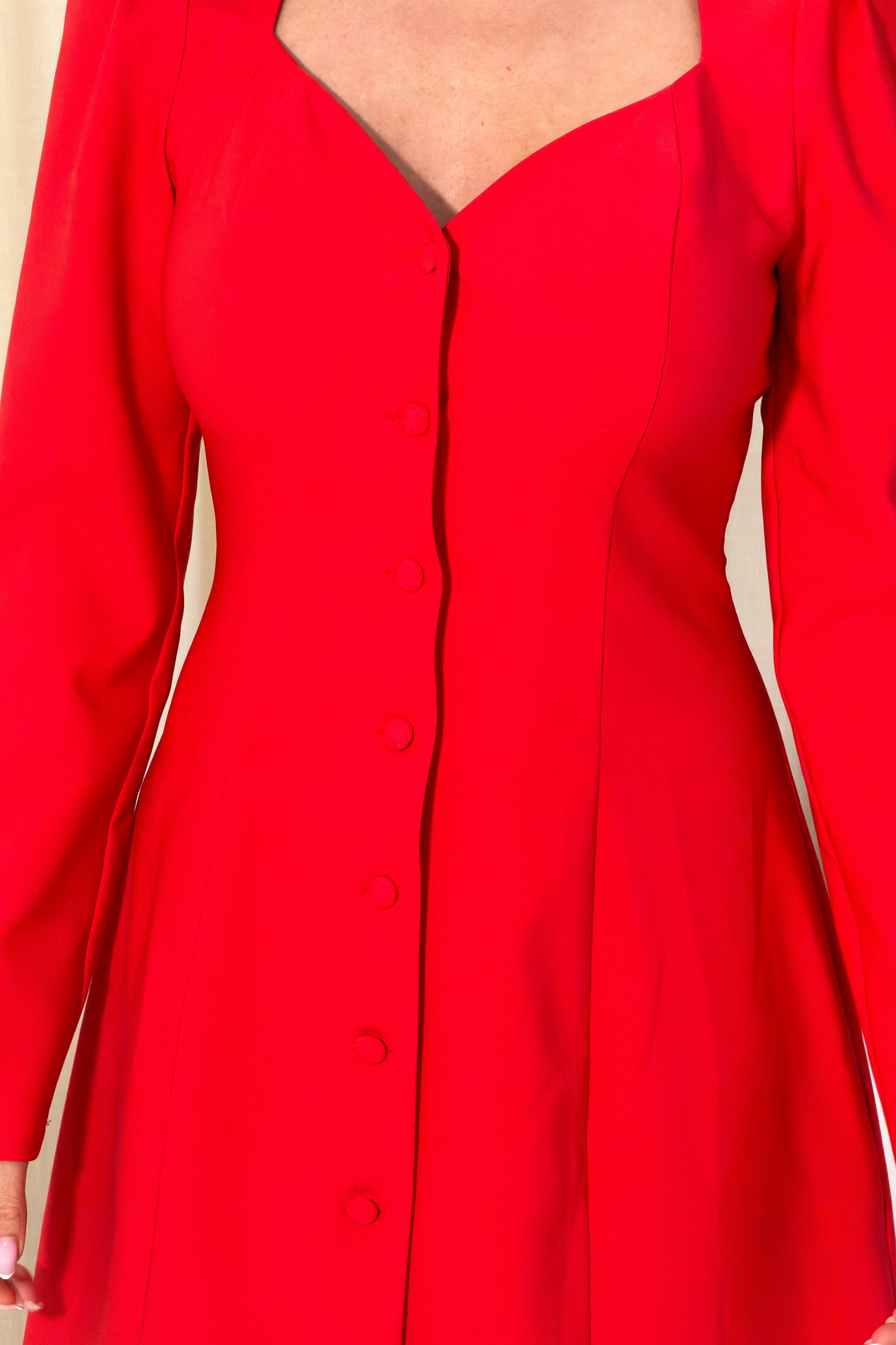 Petra Tailored Button Up Mini Dress Red