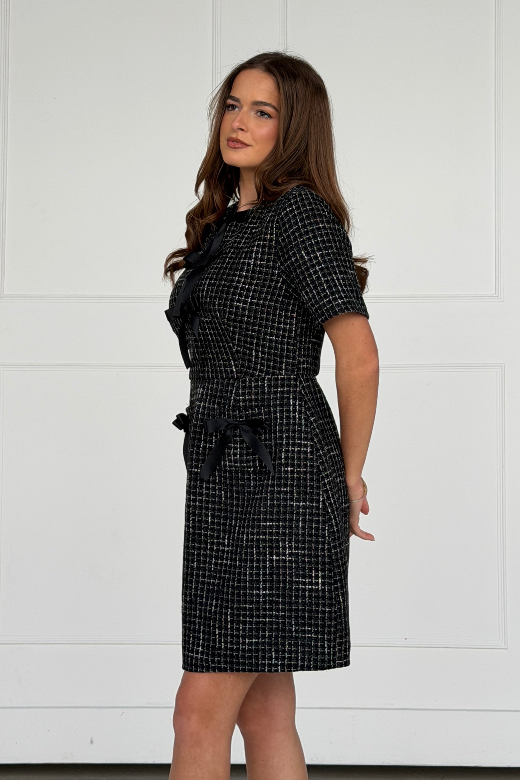 Kenza Bow Detail Mini Dress Black