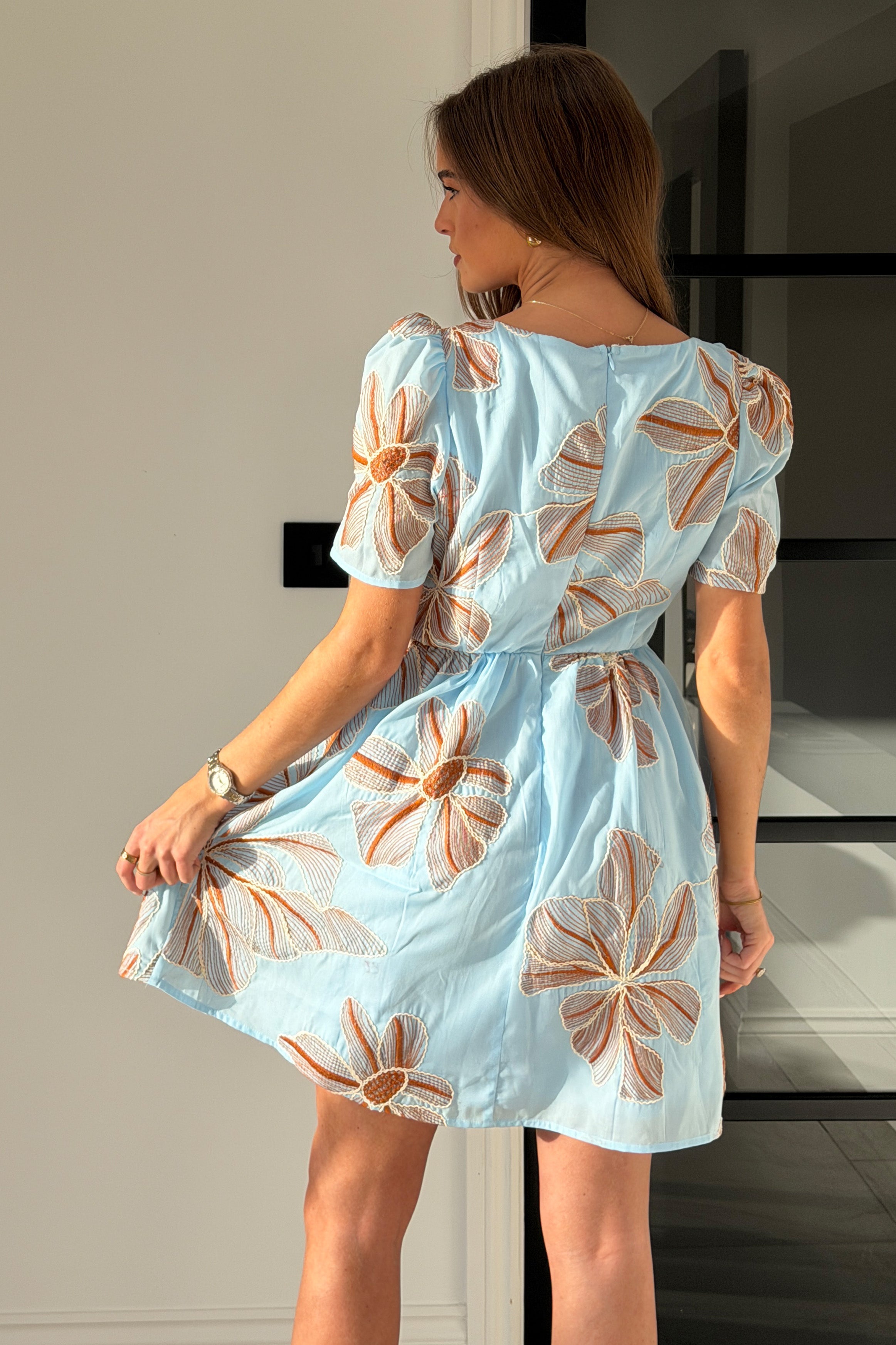 Hallie Square Neck Mini Dress Broiderie