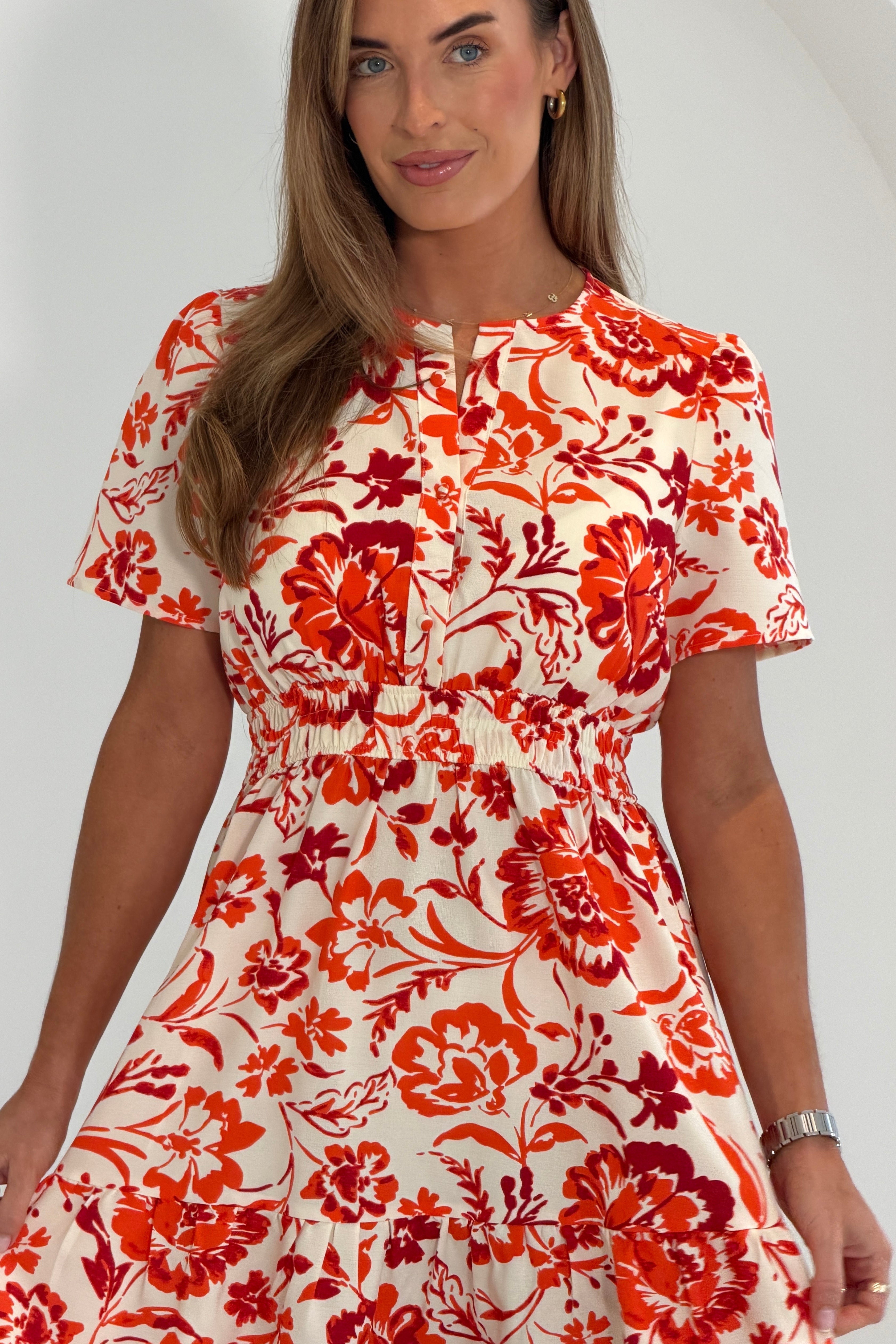 Marianna Printed Frill Mini Dress