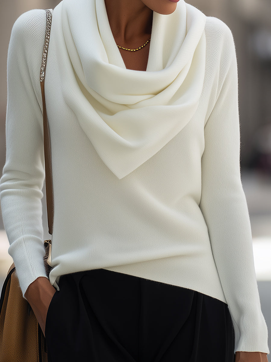 Léon Varel Draped Cowl Neck Long-Sleeve Top