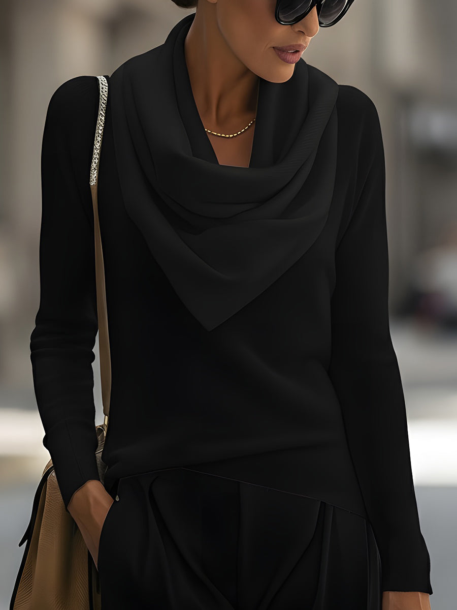 Léon Varel Draped Cowl Neck Long-Sleeve Top