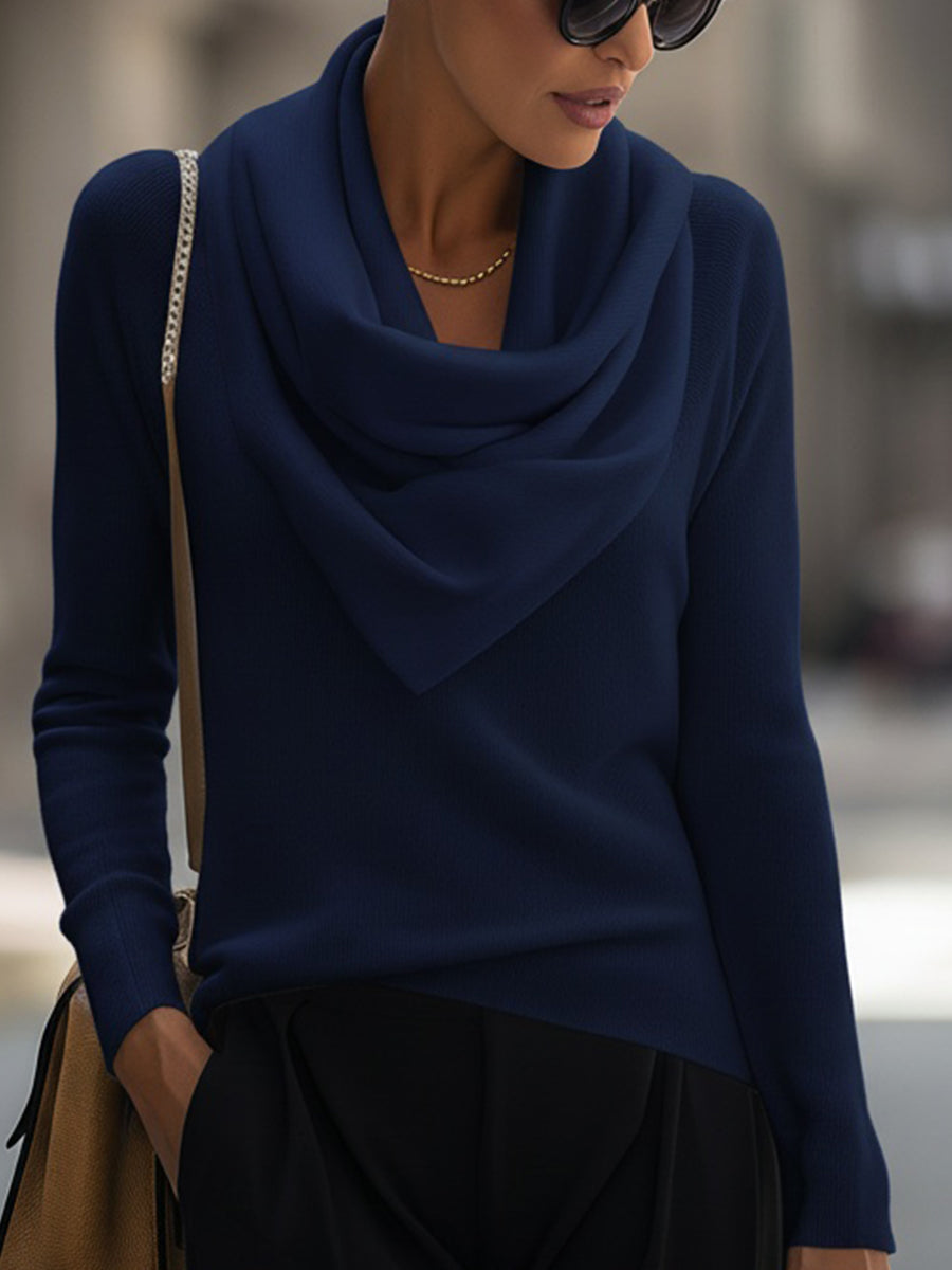 Léon Varel Draped Cowl Neck Long-Sleeve Top