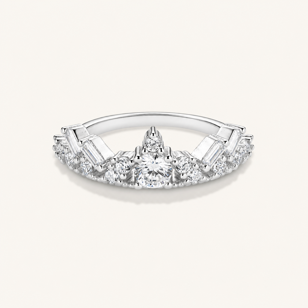 Léon Varel Treasure Crown Ring – 925 Sterling Silver Royal Wishbone Band