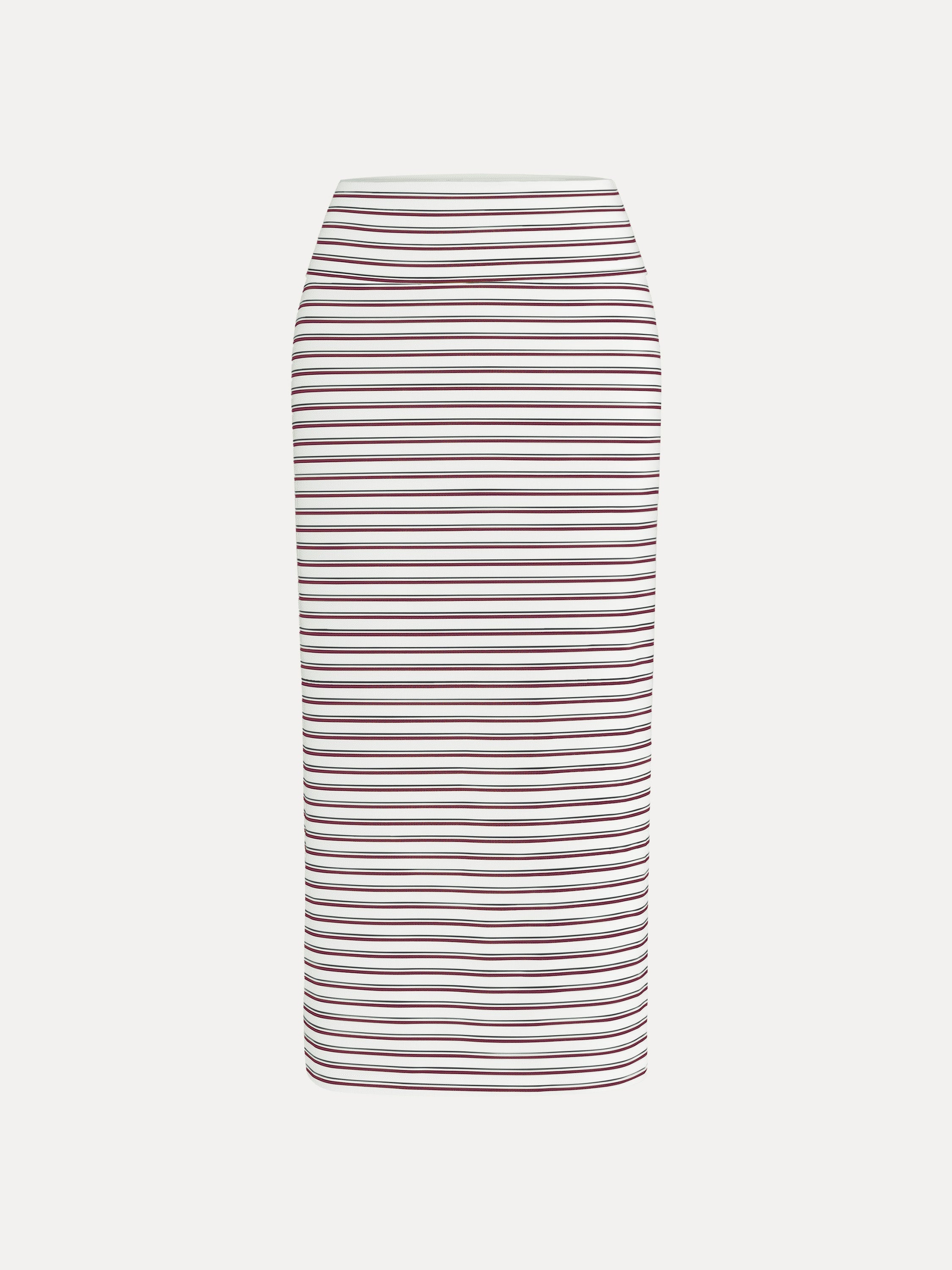 Low Rise Folded Waist Striped Midi Skirt
