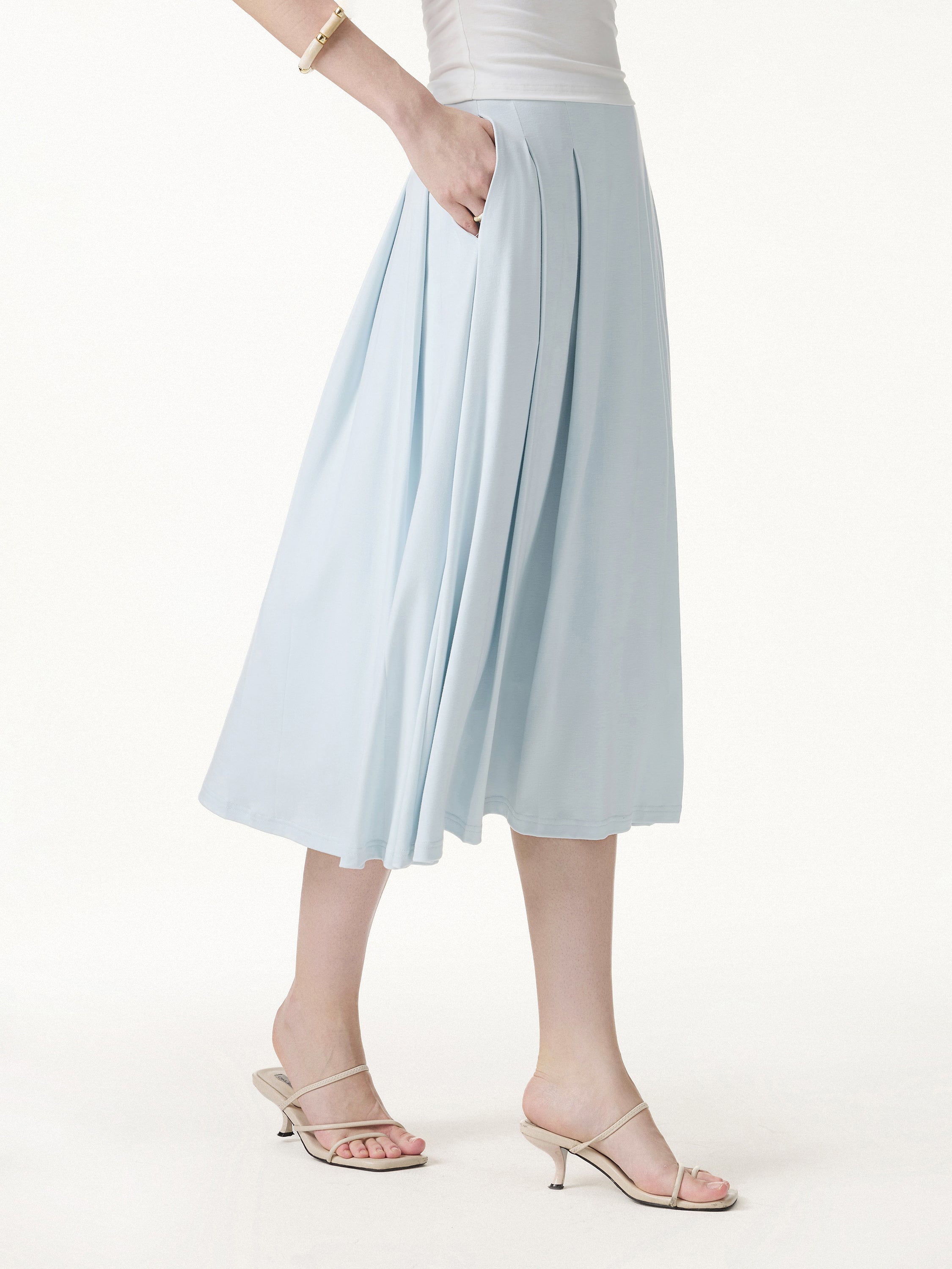 CoolTouch Circle Flare Midi Skirt with Pockets