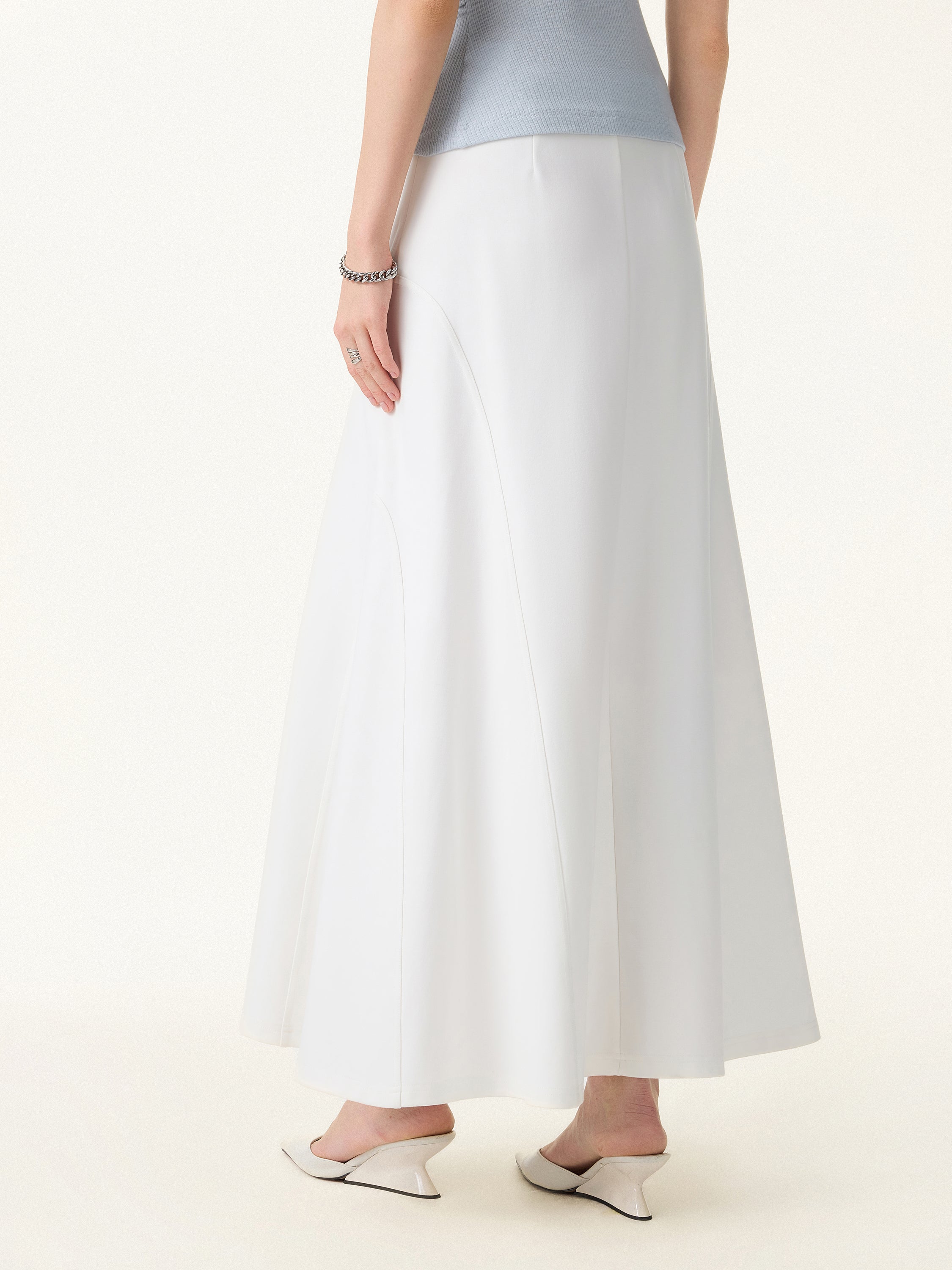Wrinkle-Resistant A-Line Flared Maxi Skirt