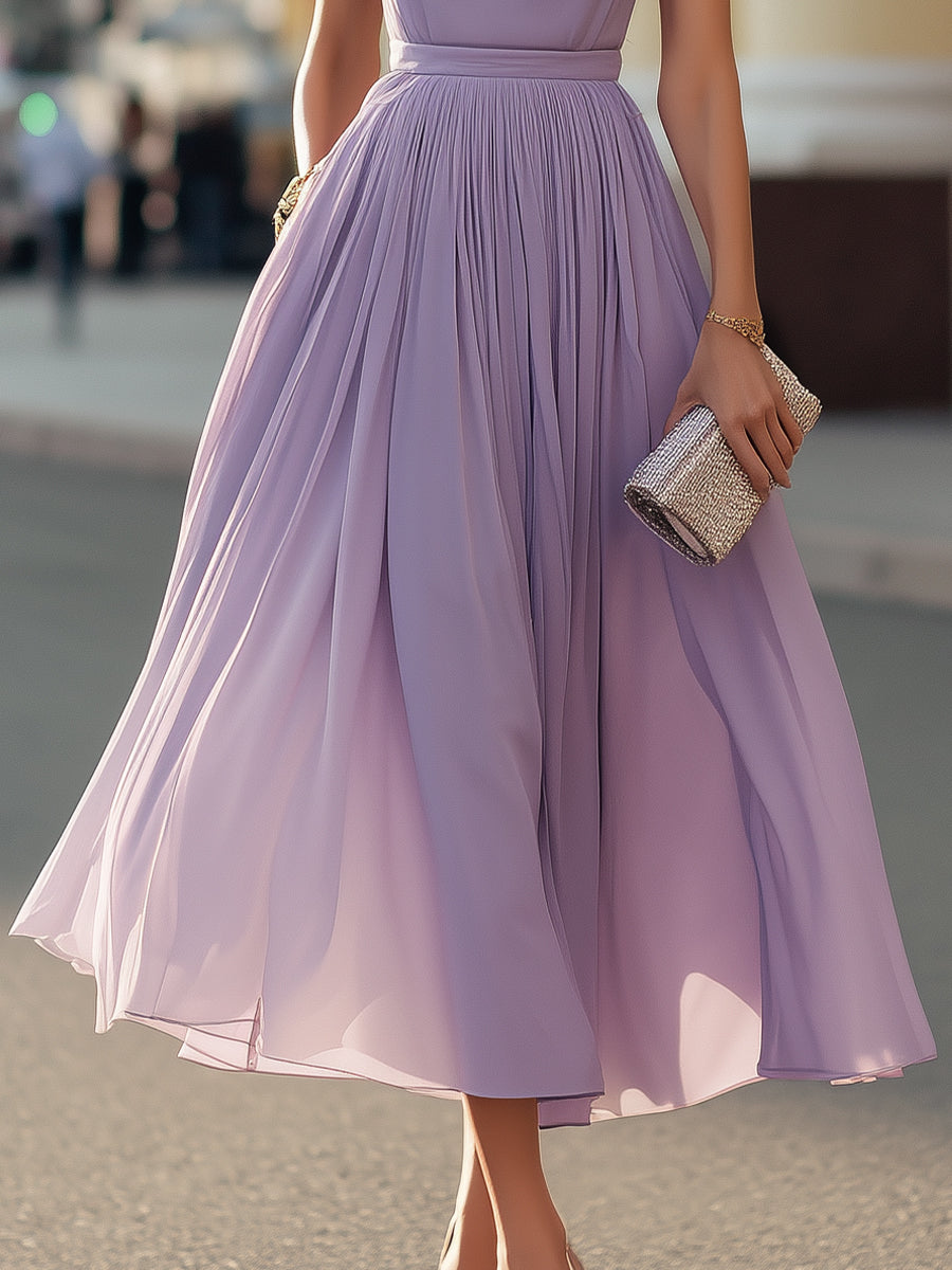 Léon Varel Sleeveless Pleated Waist Midi Dress