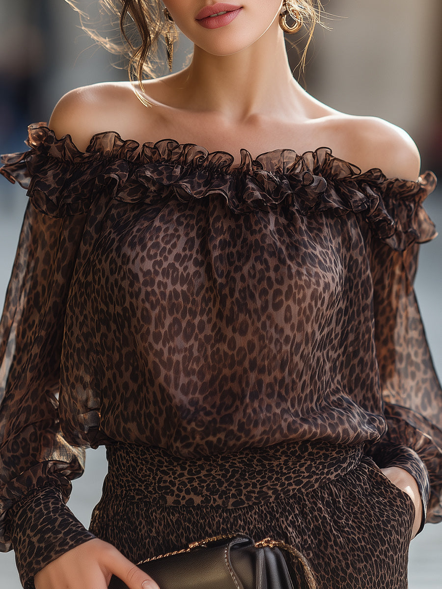 Léon Varel Off Shoulder Ruffle Neck Blouse