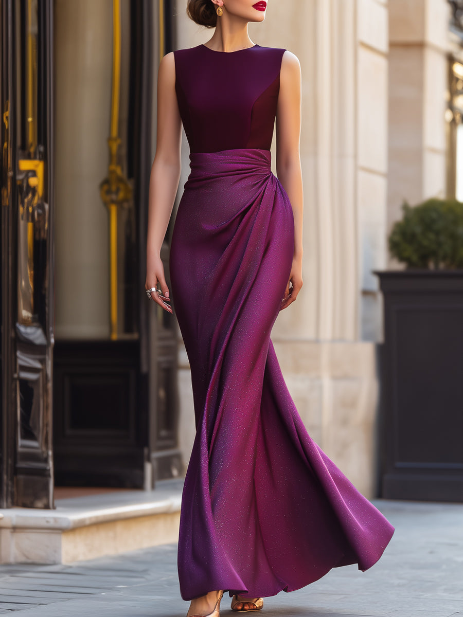Léon Varel Ruched Waist Sleeveless Elegant Maxi Dress