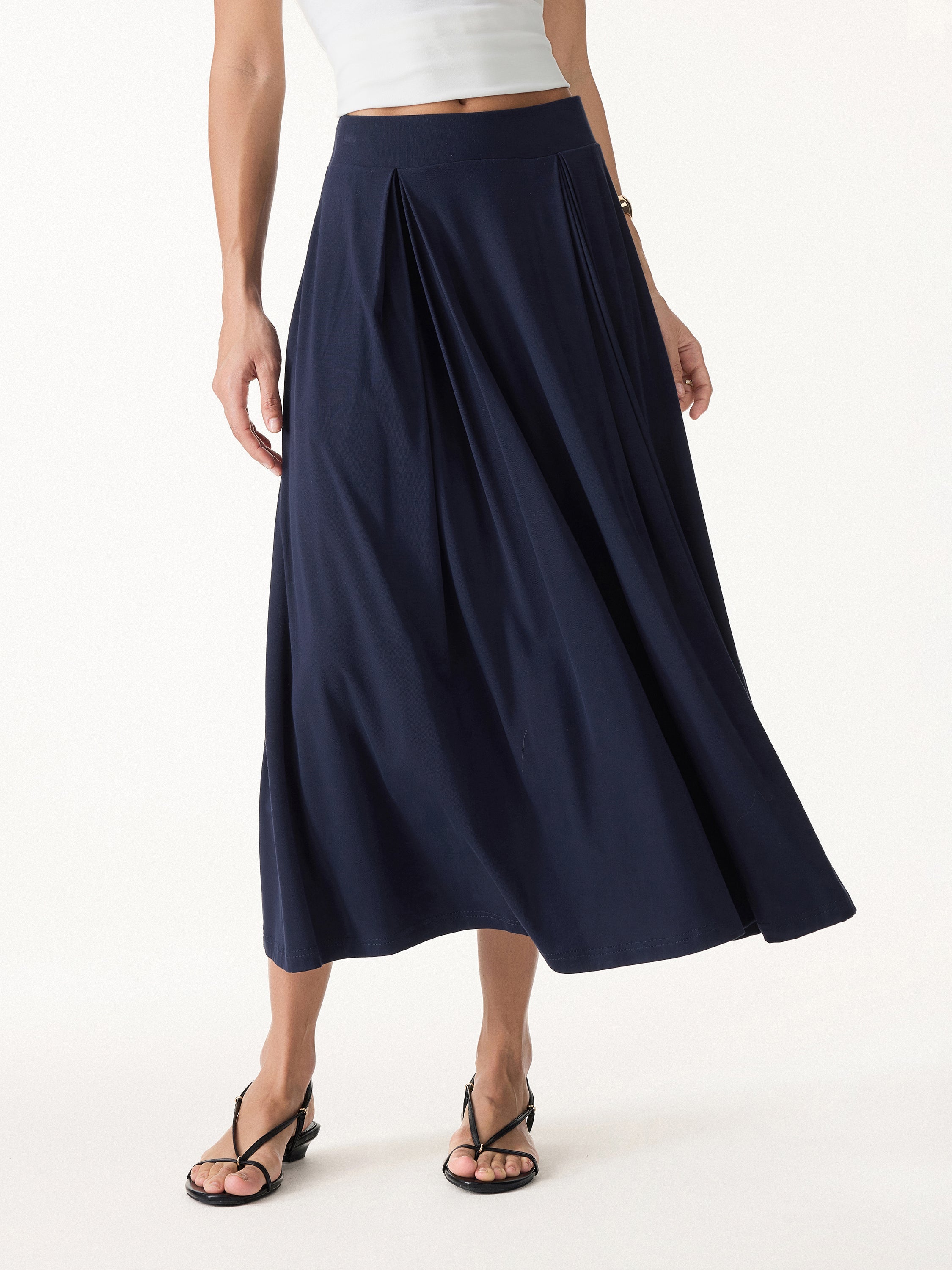 Breezy Drapey Midi Skirt