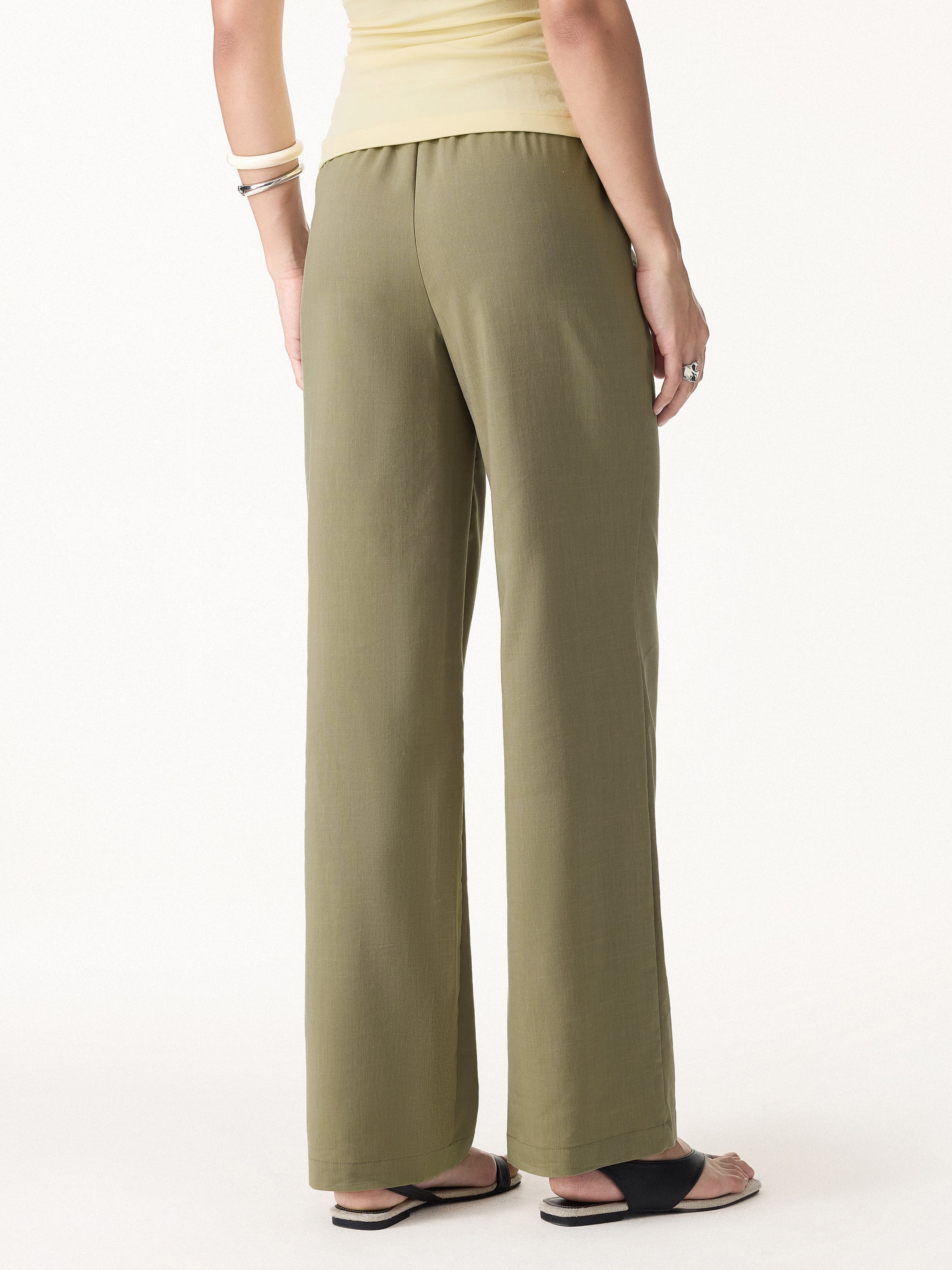Lyocell-Linen Pintuck Wide Leg Vacay Pant