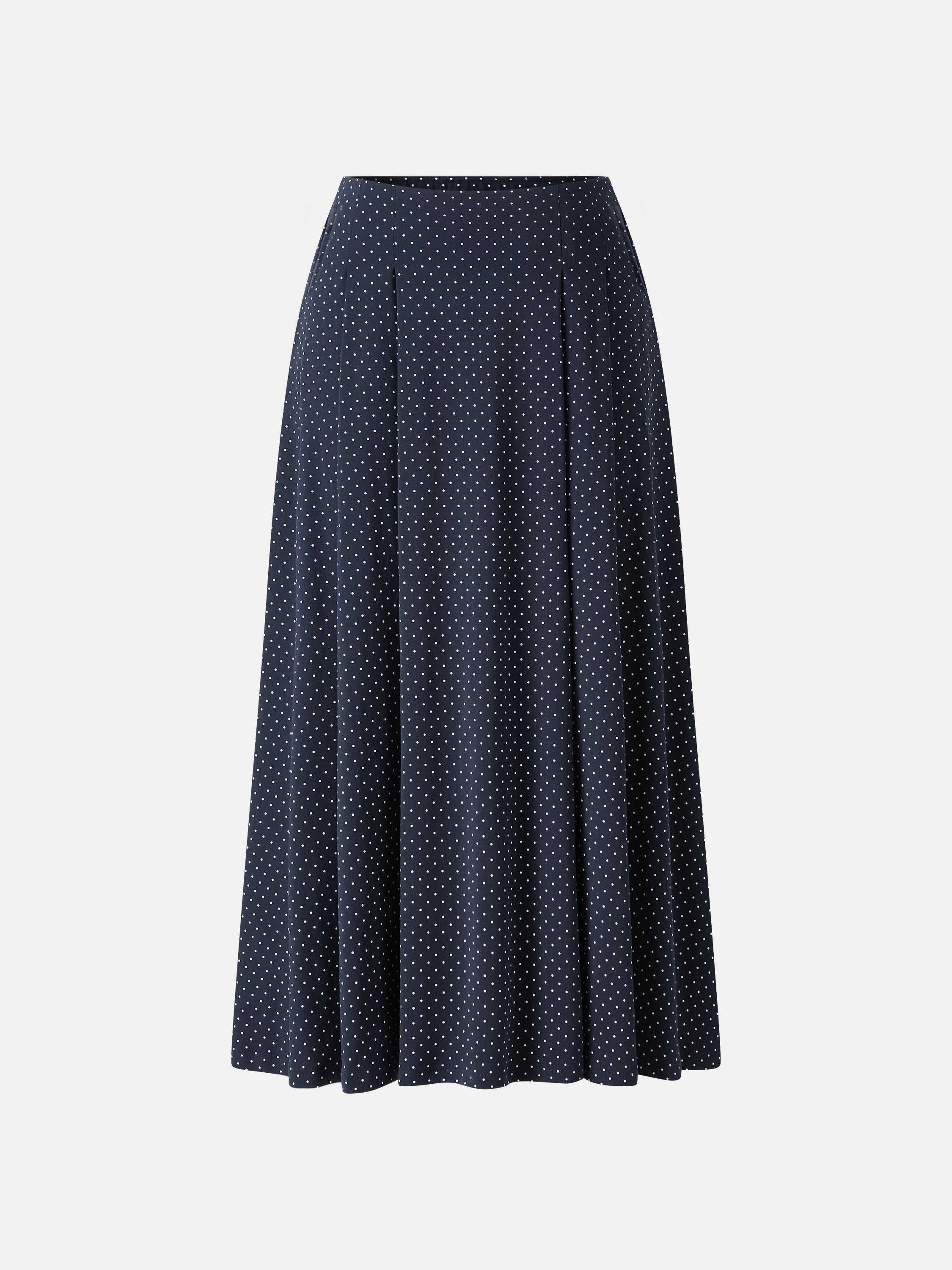 Polka Dots Flared Midi Skirt with Pockets