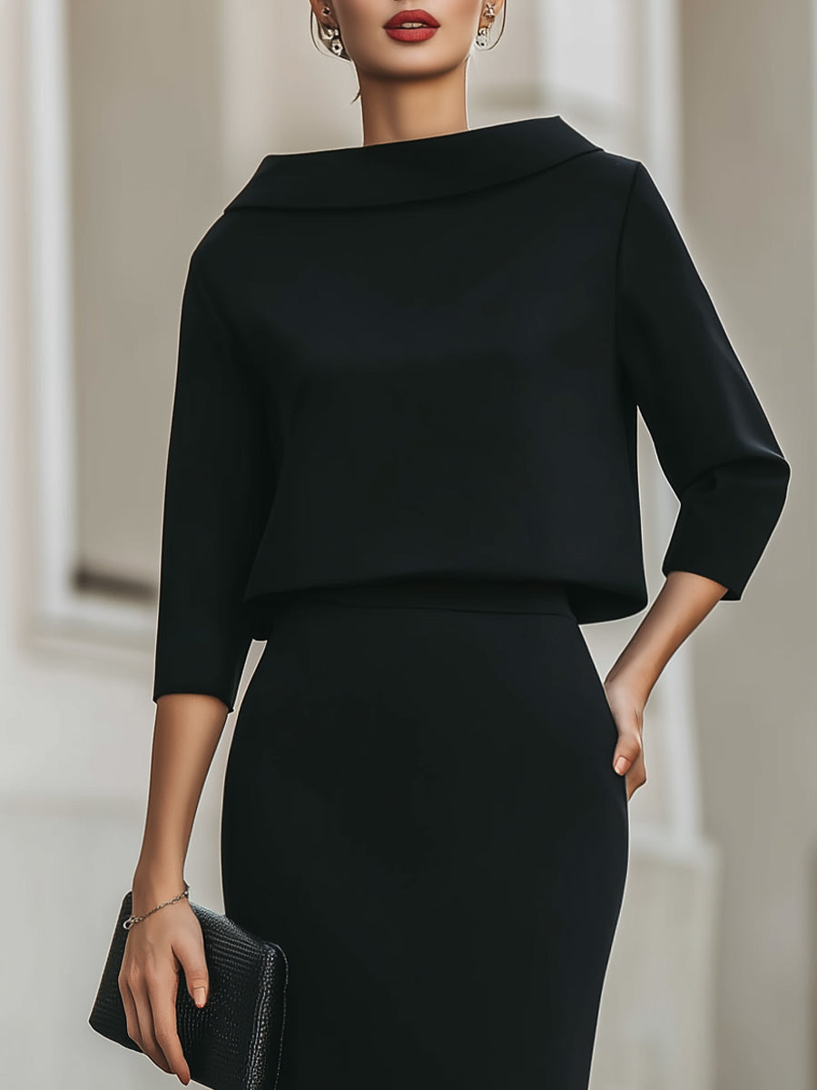 Léon Varel Boat Neck Top And Midi Skirt Set