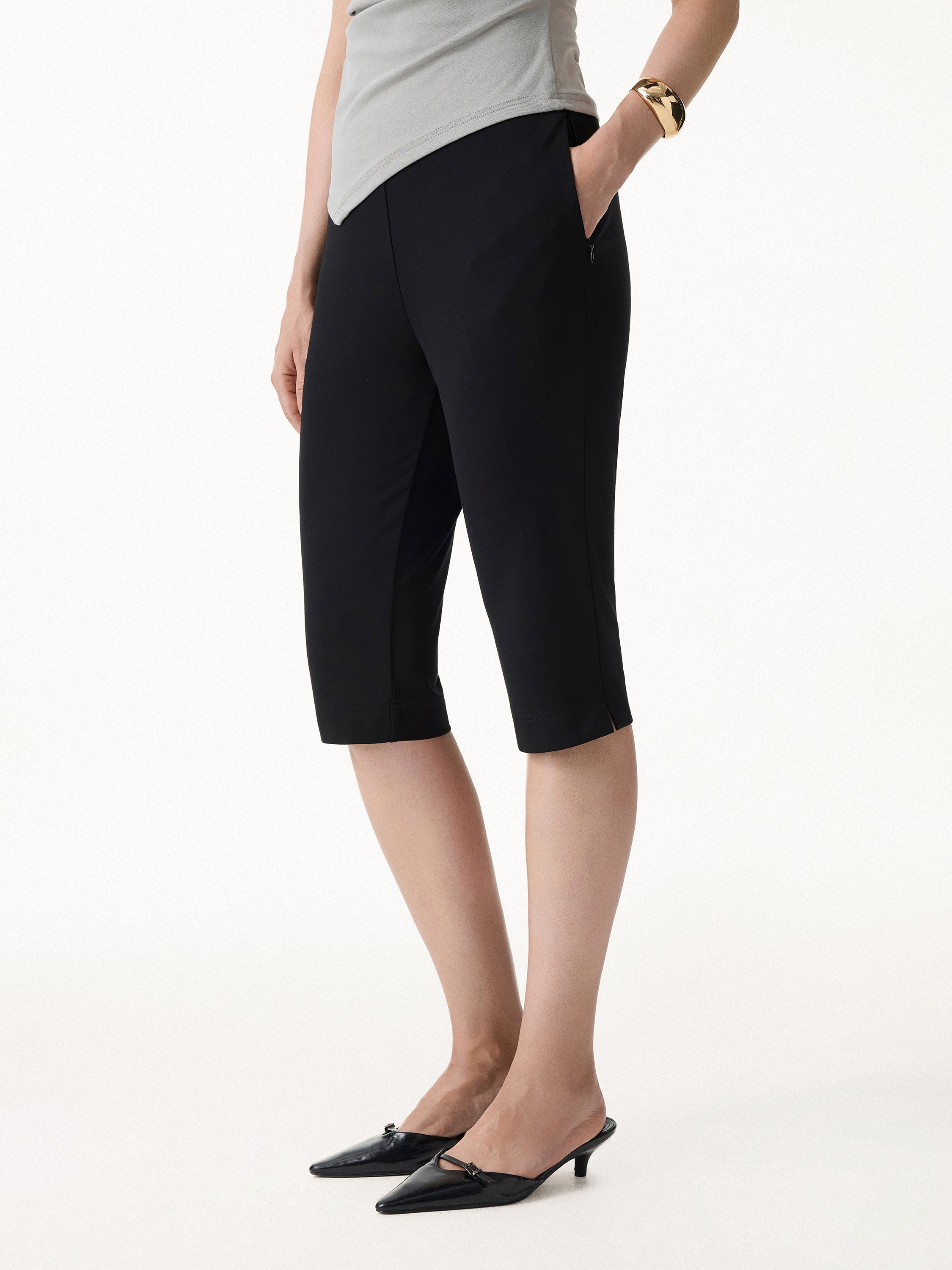 Stretch Ponte Chic Capri Pant with Pockets