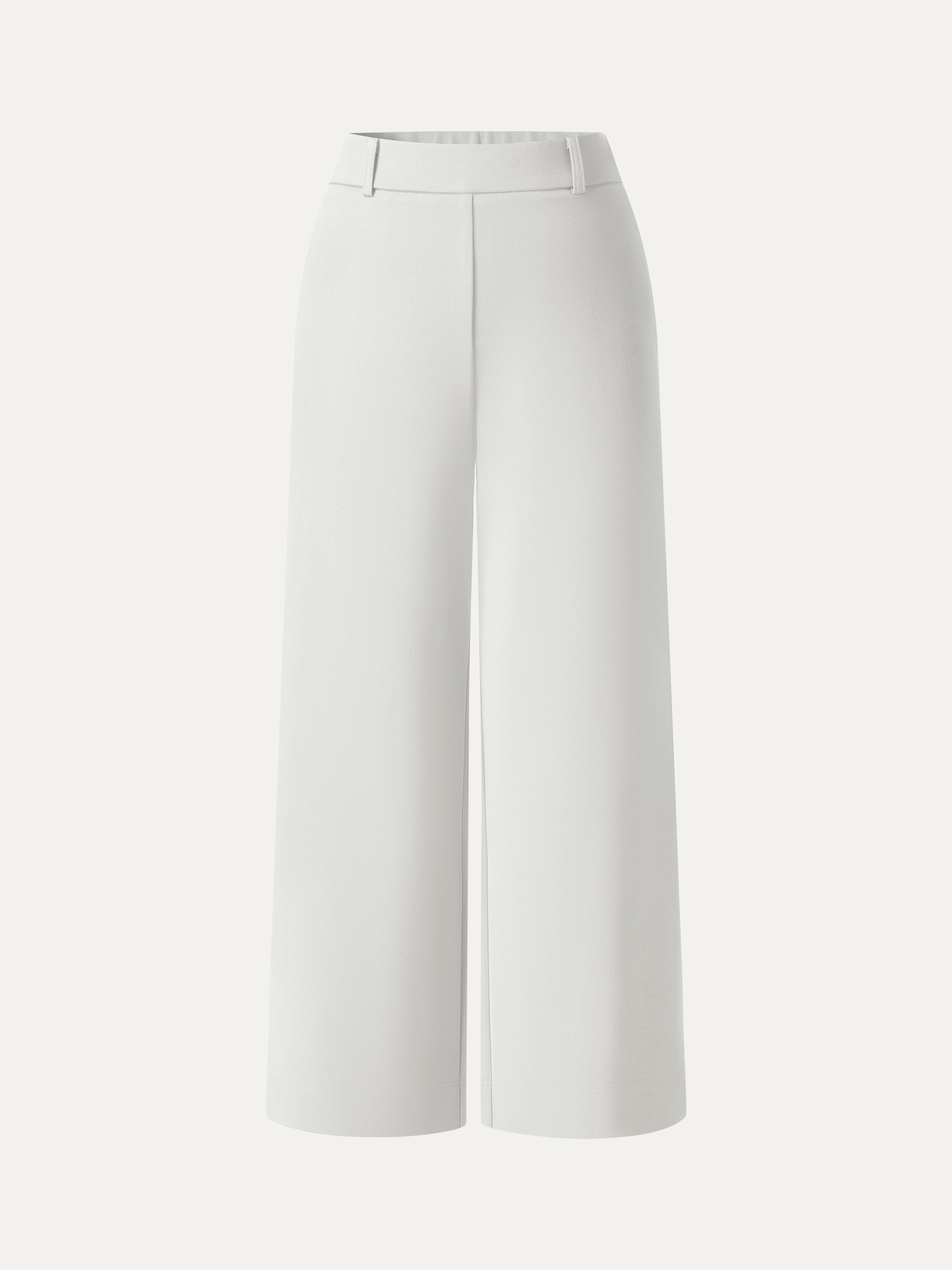 Not-See-Thru Mid Rise Cropped Wide Leg Pants with Pockets