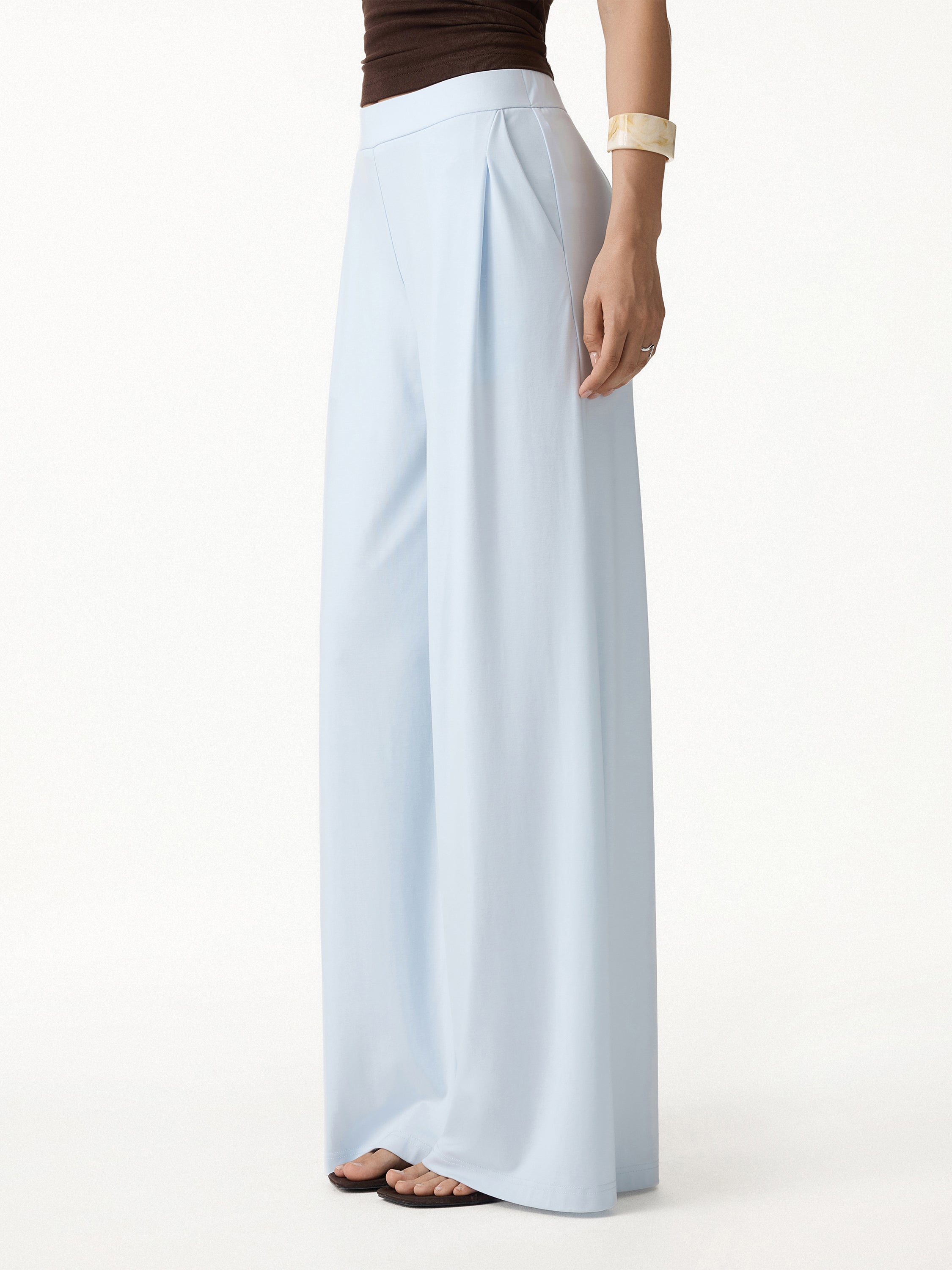 CoolTouch Ponte Mid Rise Wide Leg Pants with Pockets