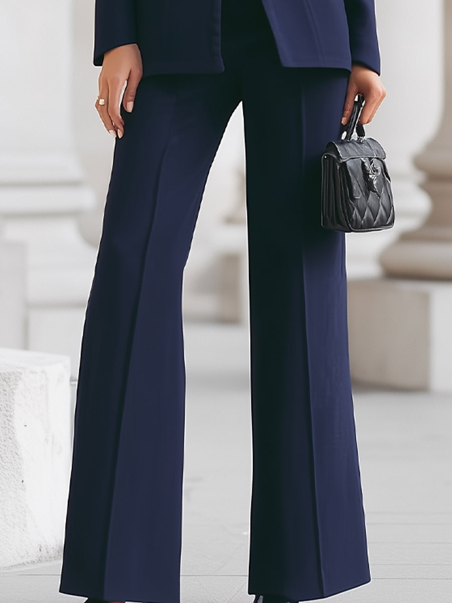 Léon Varel Sophisticated High-Collar Blazer & Wide-Leg Trousers Set