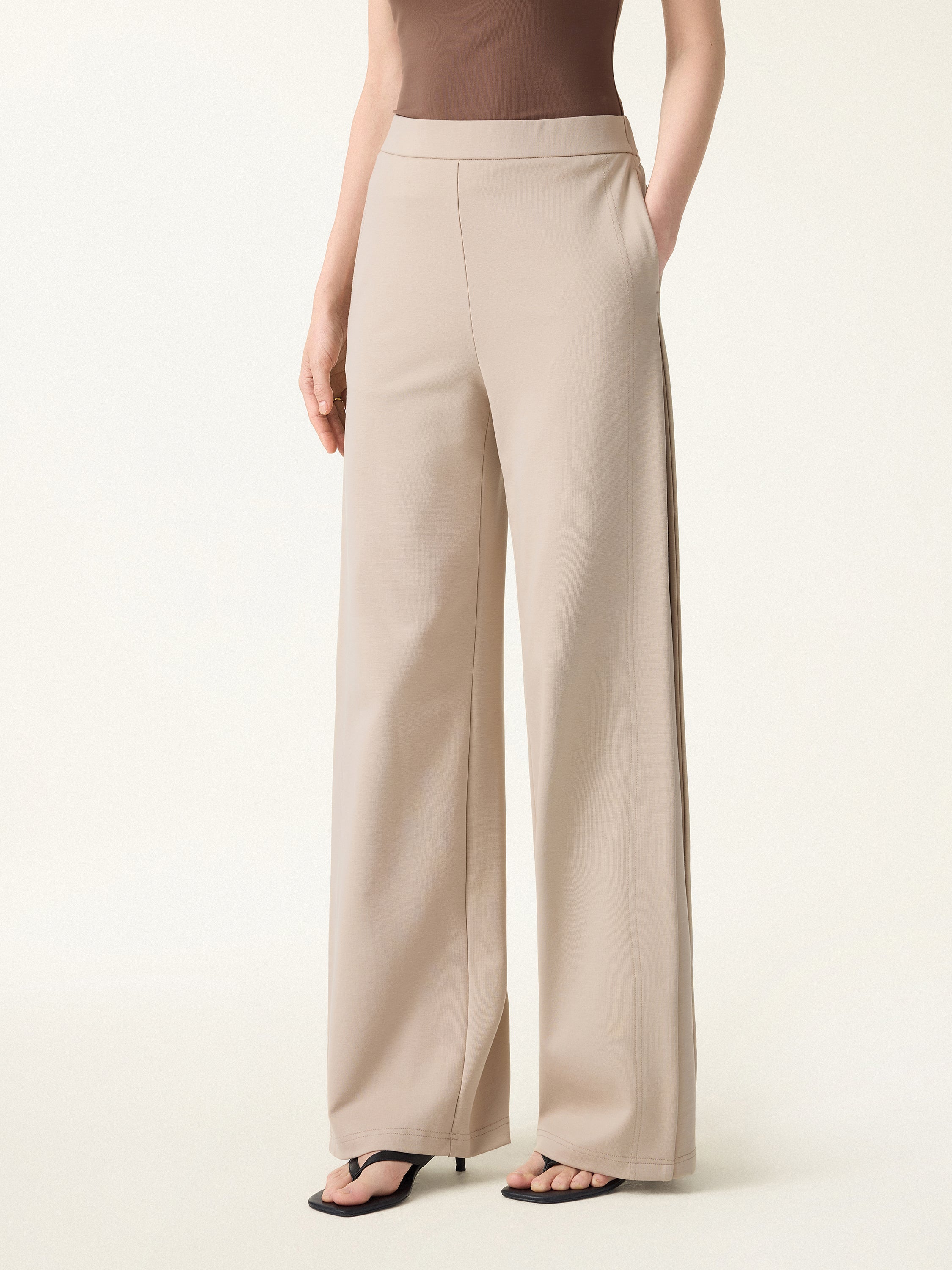 Drapey Mid Rise Wide Leg Pull-on Pant with Pockets