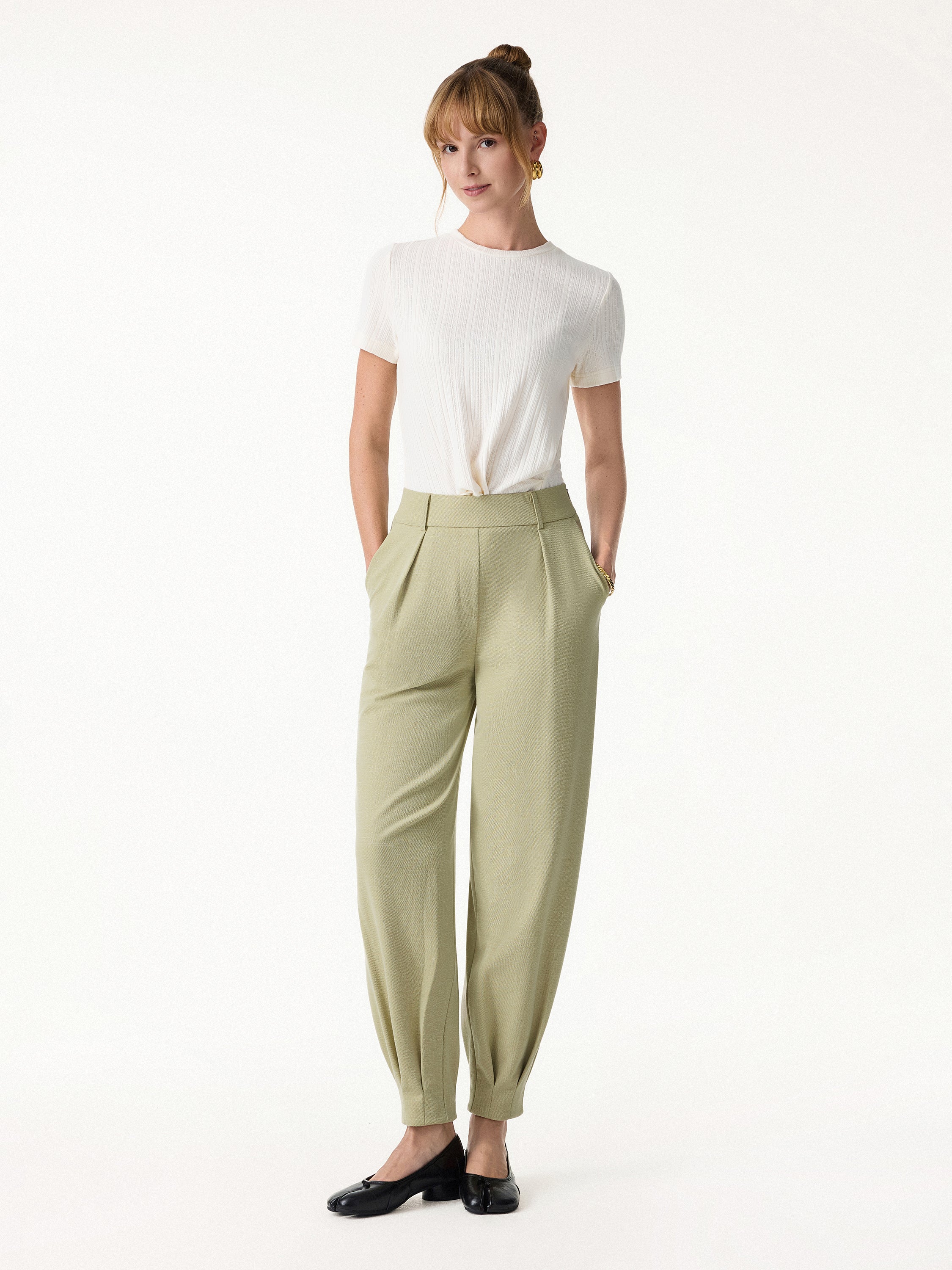 Stretch Linen-Like Wrinkle-Resistant Tapered Pant