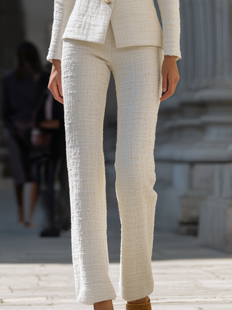 Léon Varel Ivory Tweed Square-Neck Suit Set