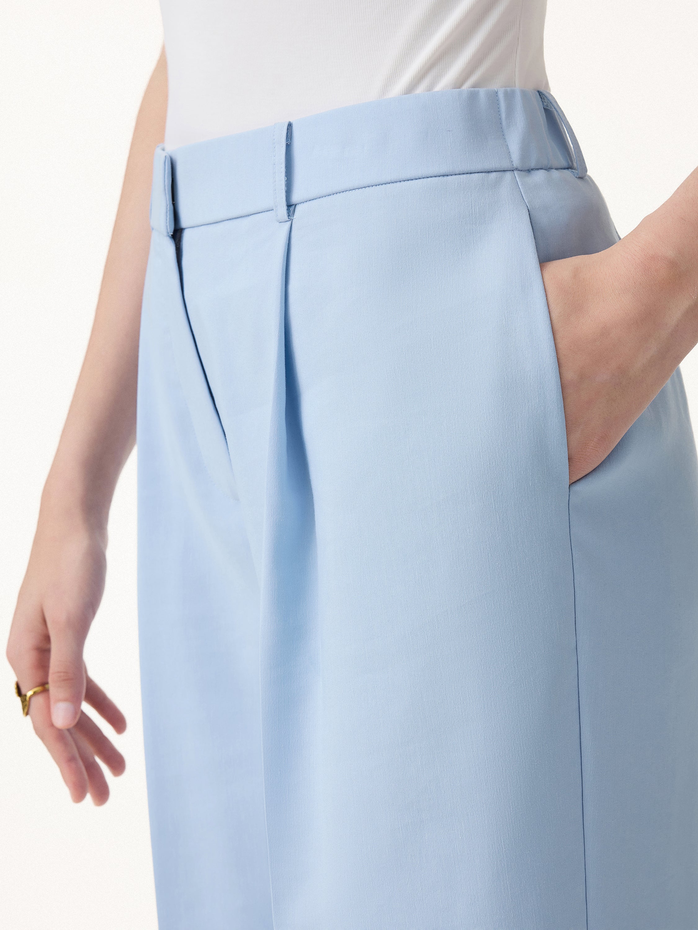 Linen Blend Wide Leg Pants