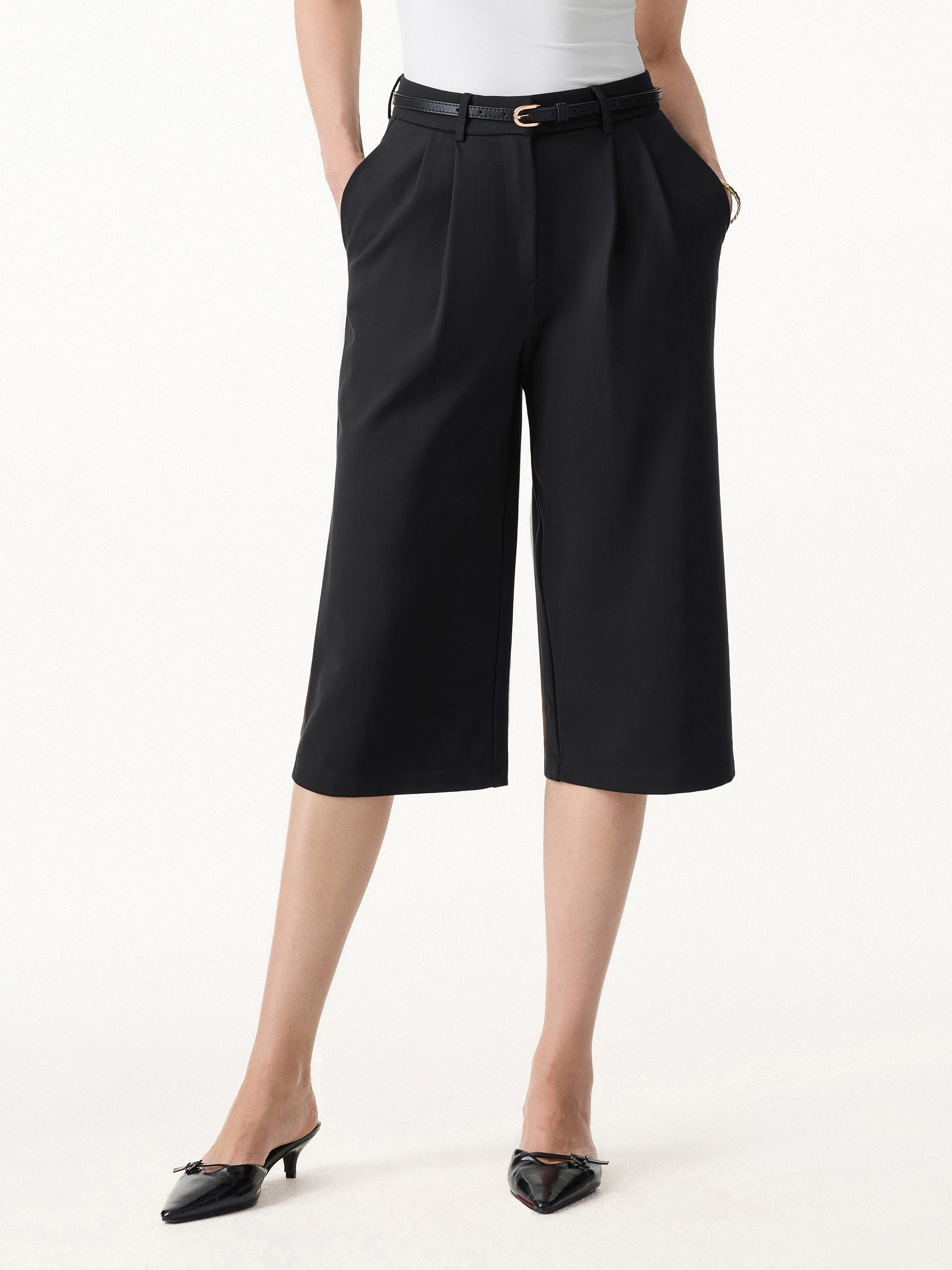 Stretch Ponte High Rise Upper-Calf Length Trousers