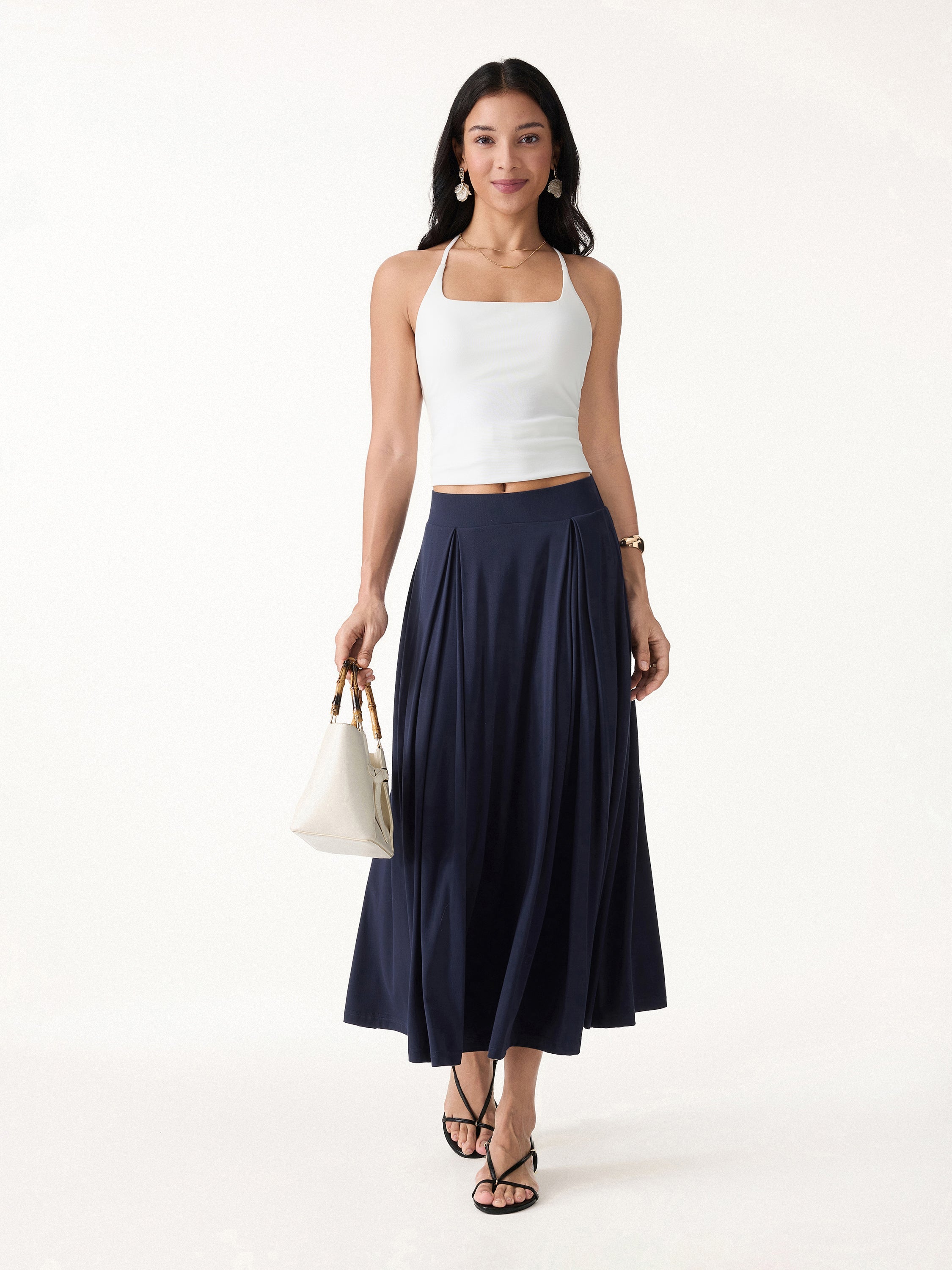 Breezy Drapey Midi Skirt