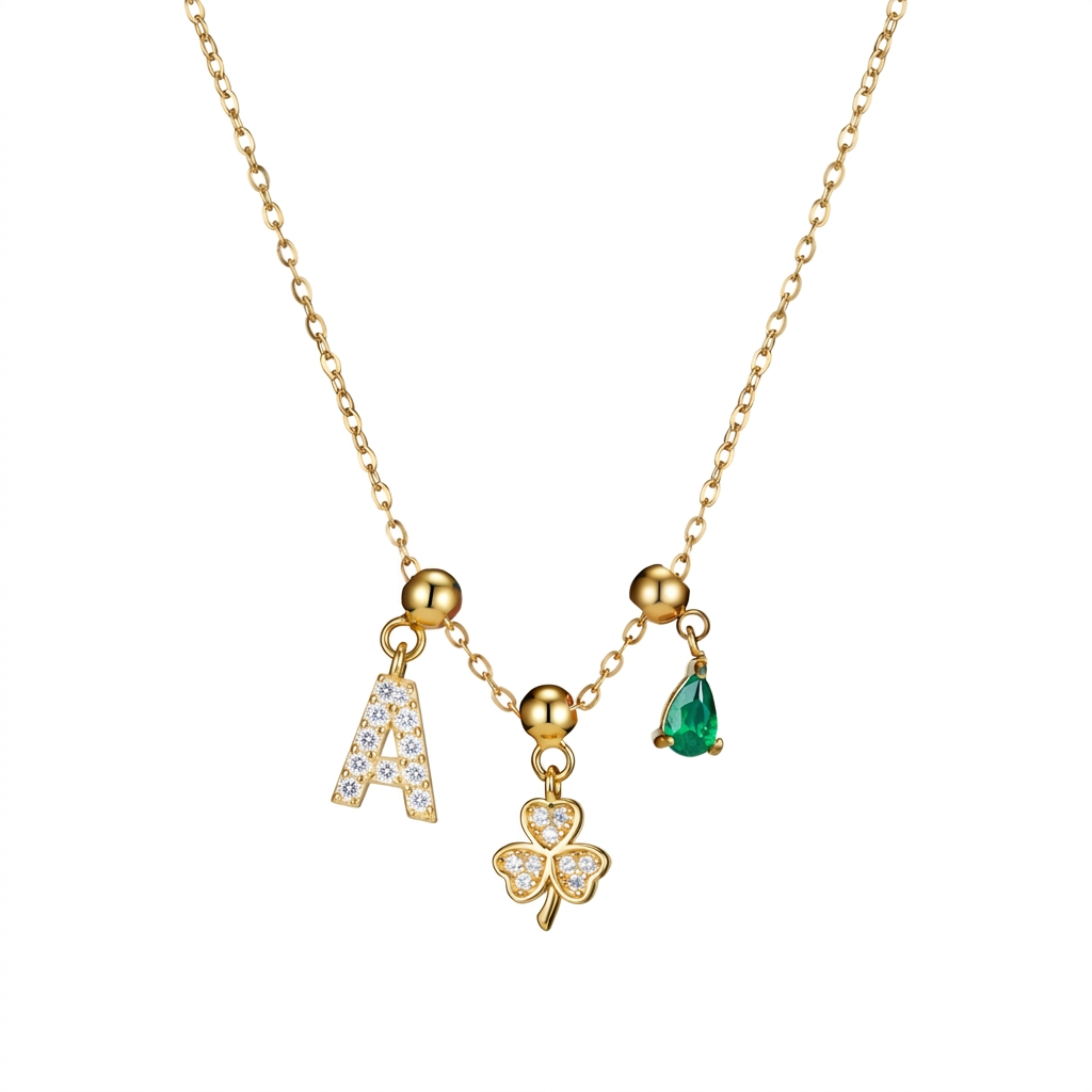 Emerald Klaver Ketting – productfoto