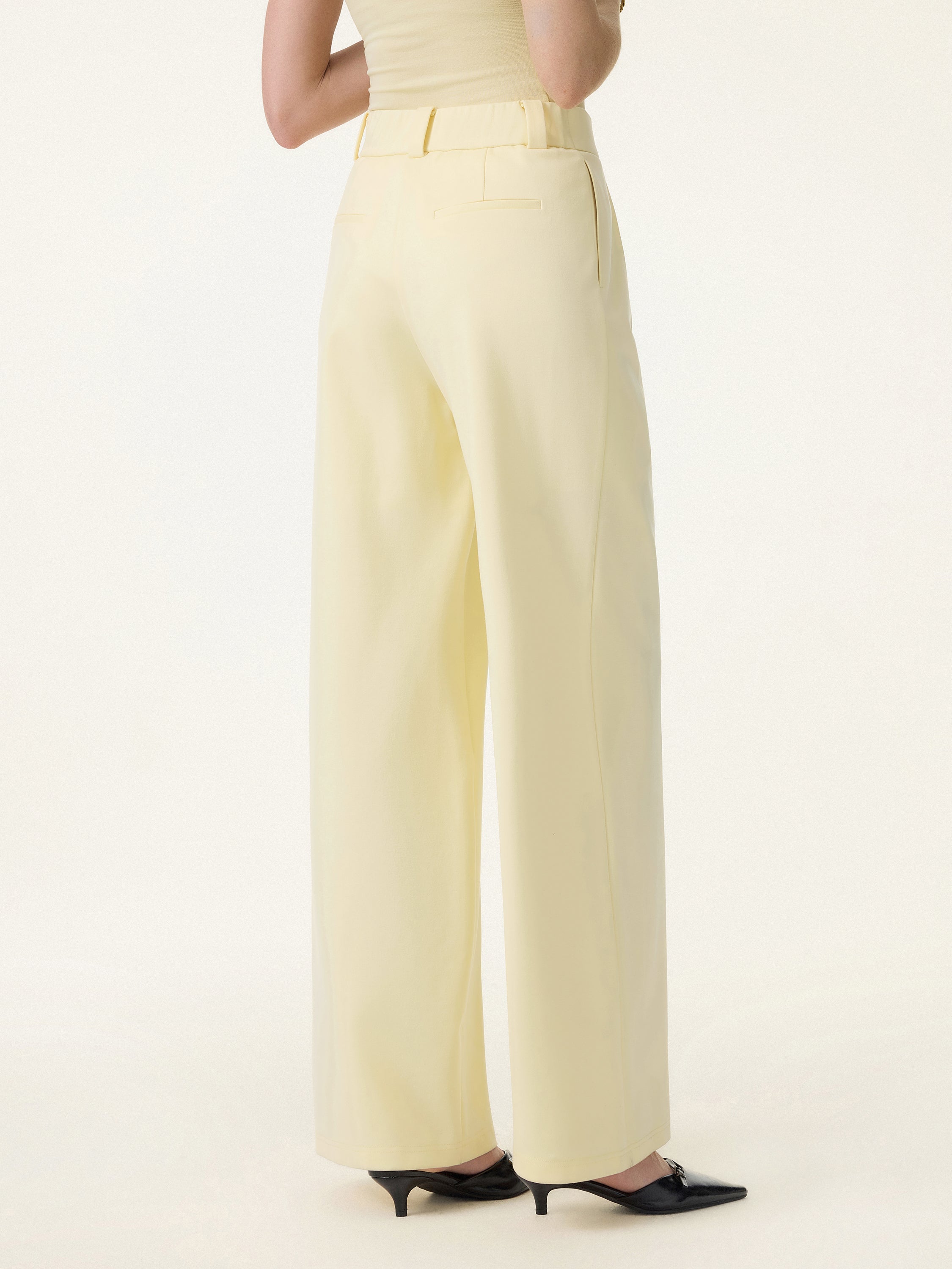 4-Way Stretch Drapey Mid Rise Wide Leg Work Pant