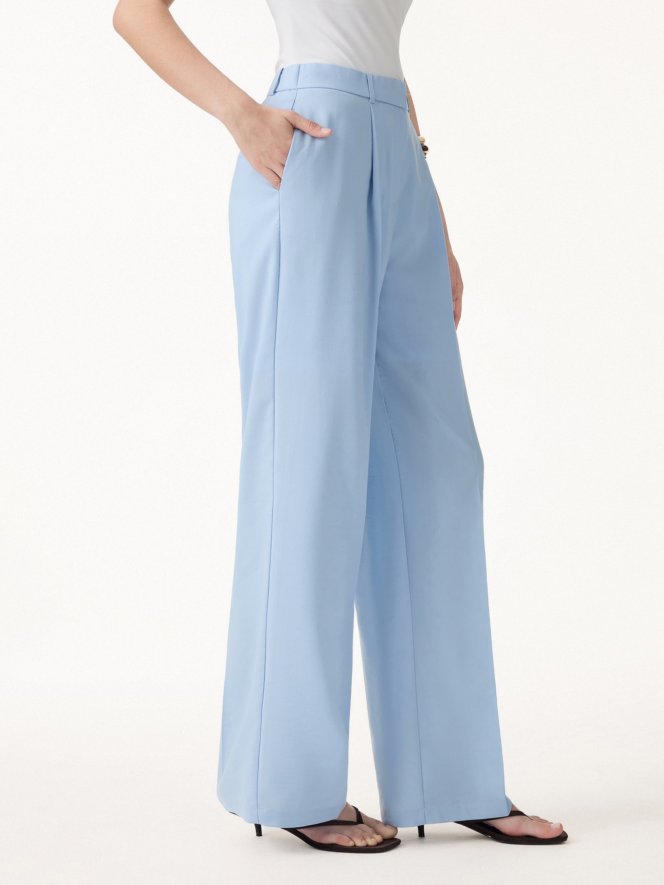 Linen Blend Wide Leg Pants