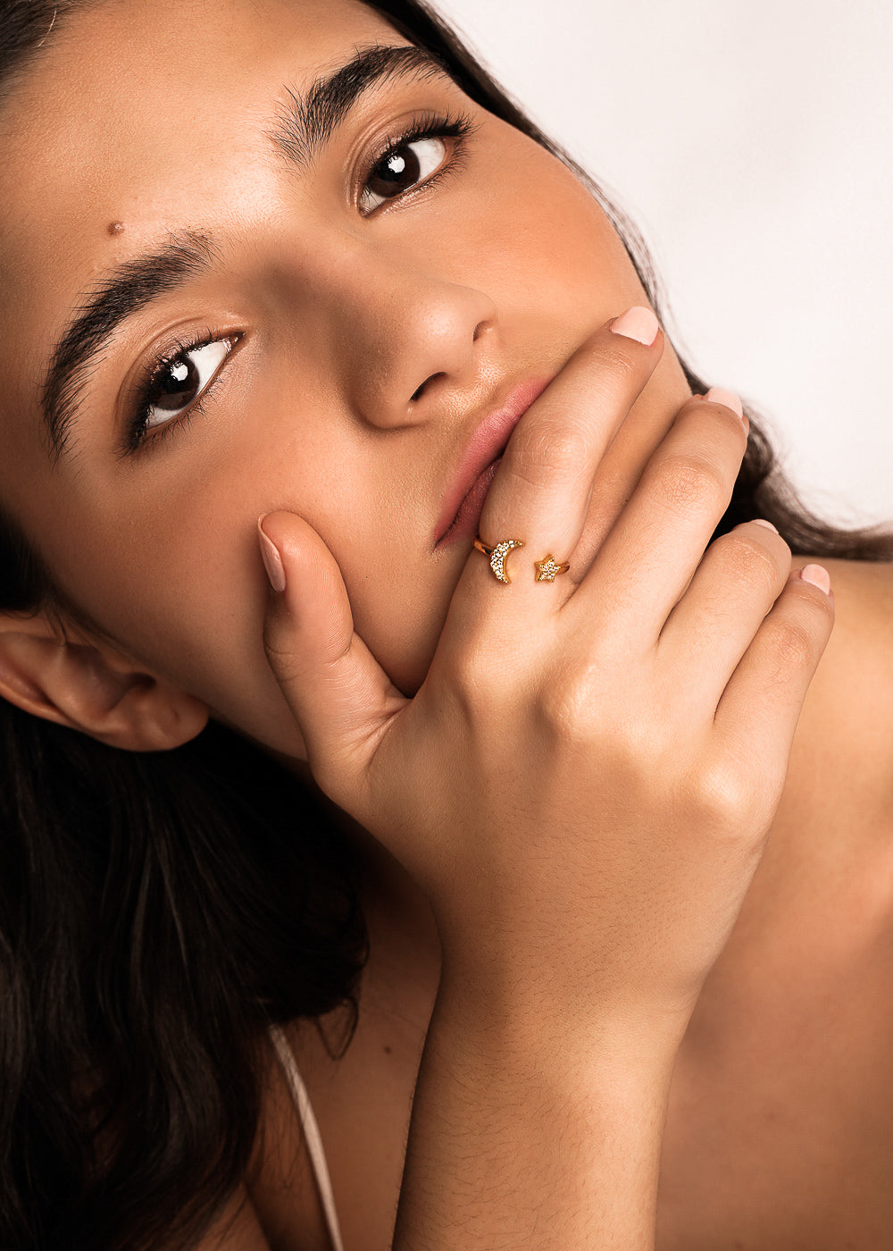 Léon Varel Luna Moon & Star Open Ring – 925 Solid Sterling Silver Celestial Wrap Band